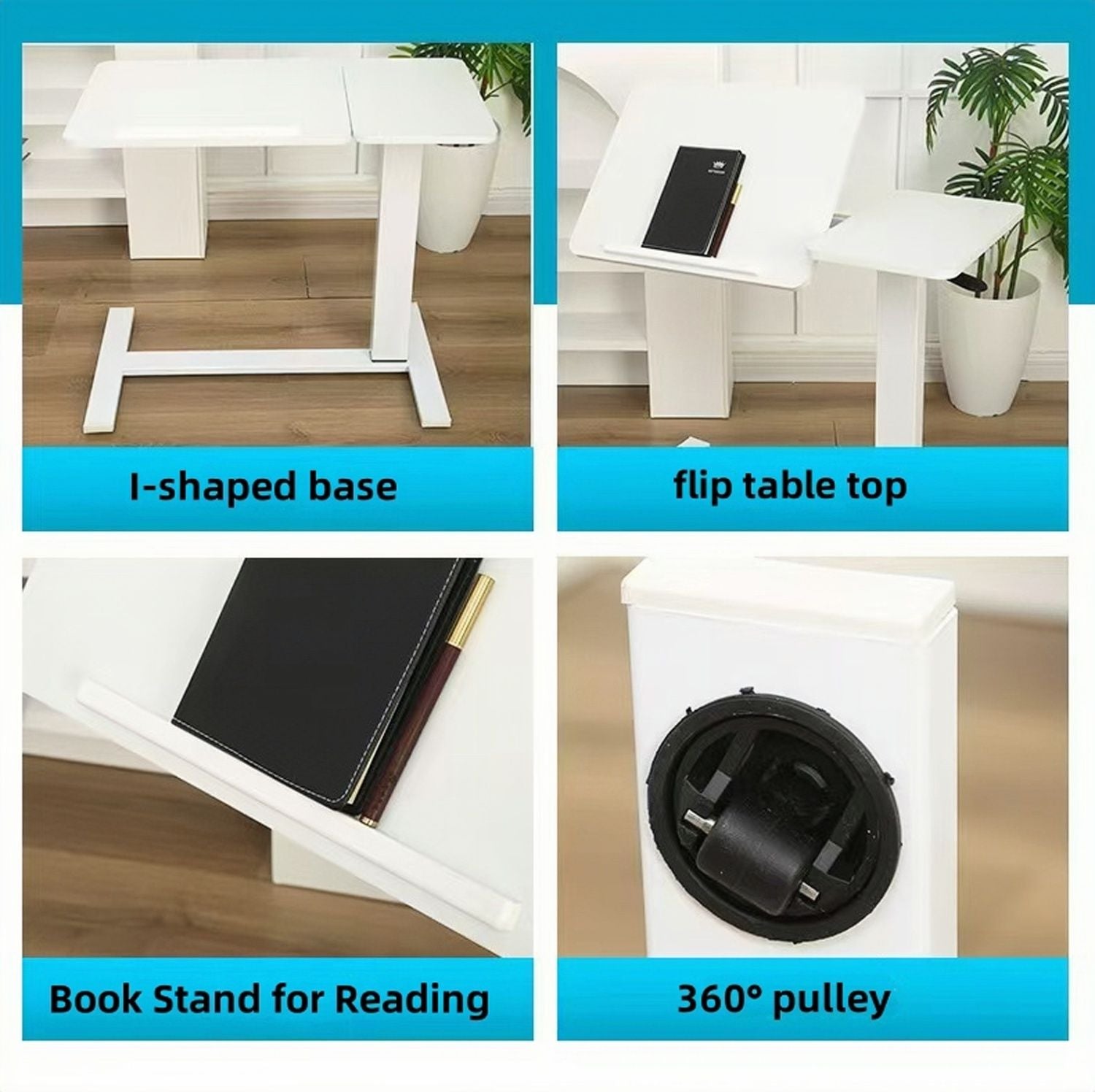 Folding Overbed - Bedside Desk / Table (white)
