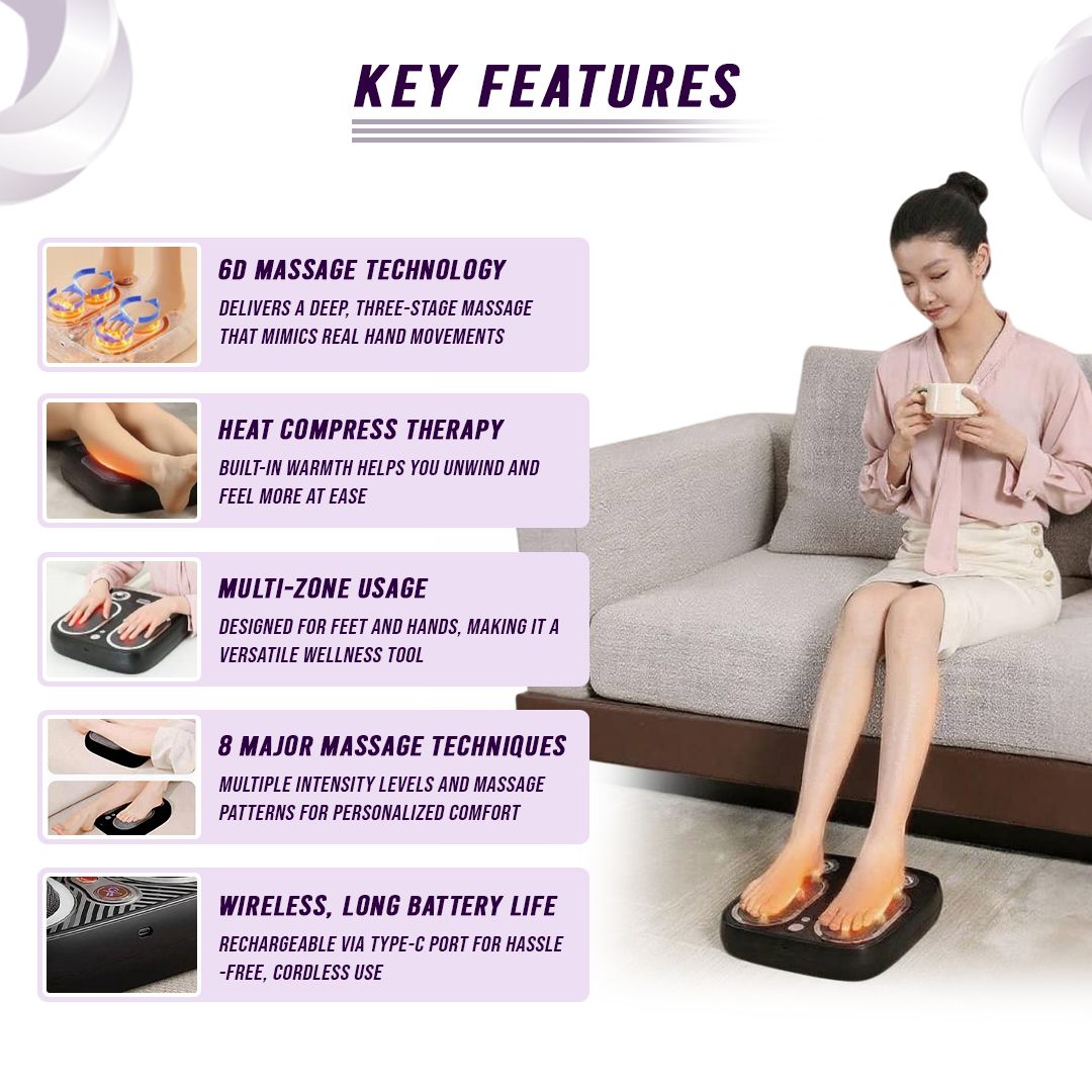 Deep Tissue Electric 6D Rolling & Vibration Foot Massage Machine with heat        Reduces daily stress, tension, and physical anxiety