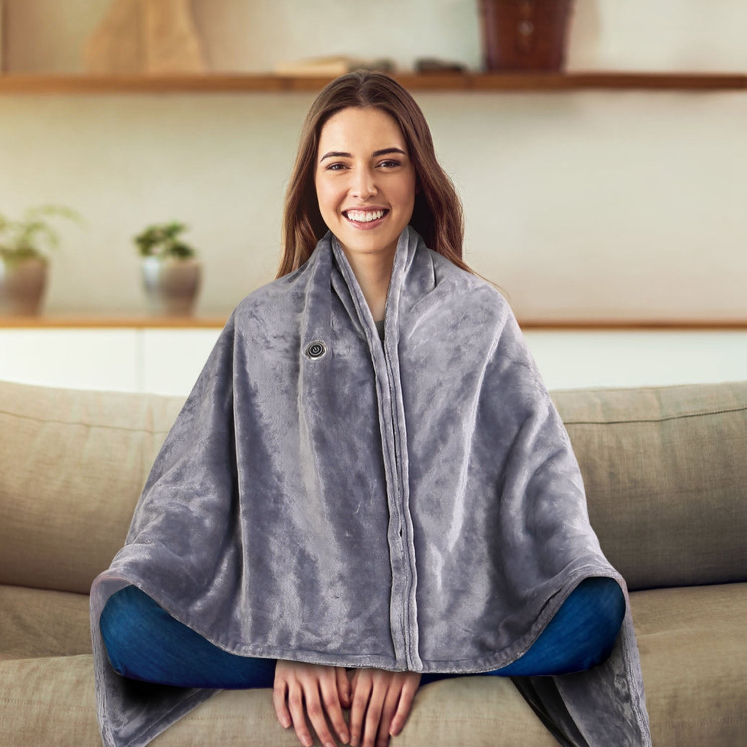 Electric Heated Blanket - Poncho - Shawl - Wrap - Throw with Zipper