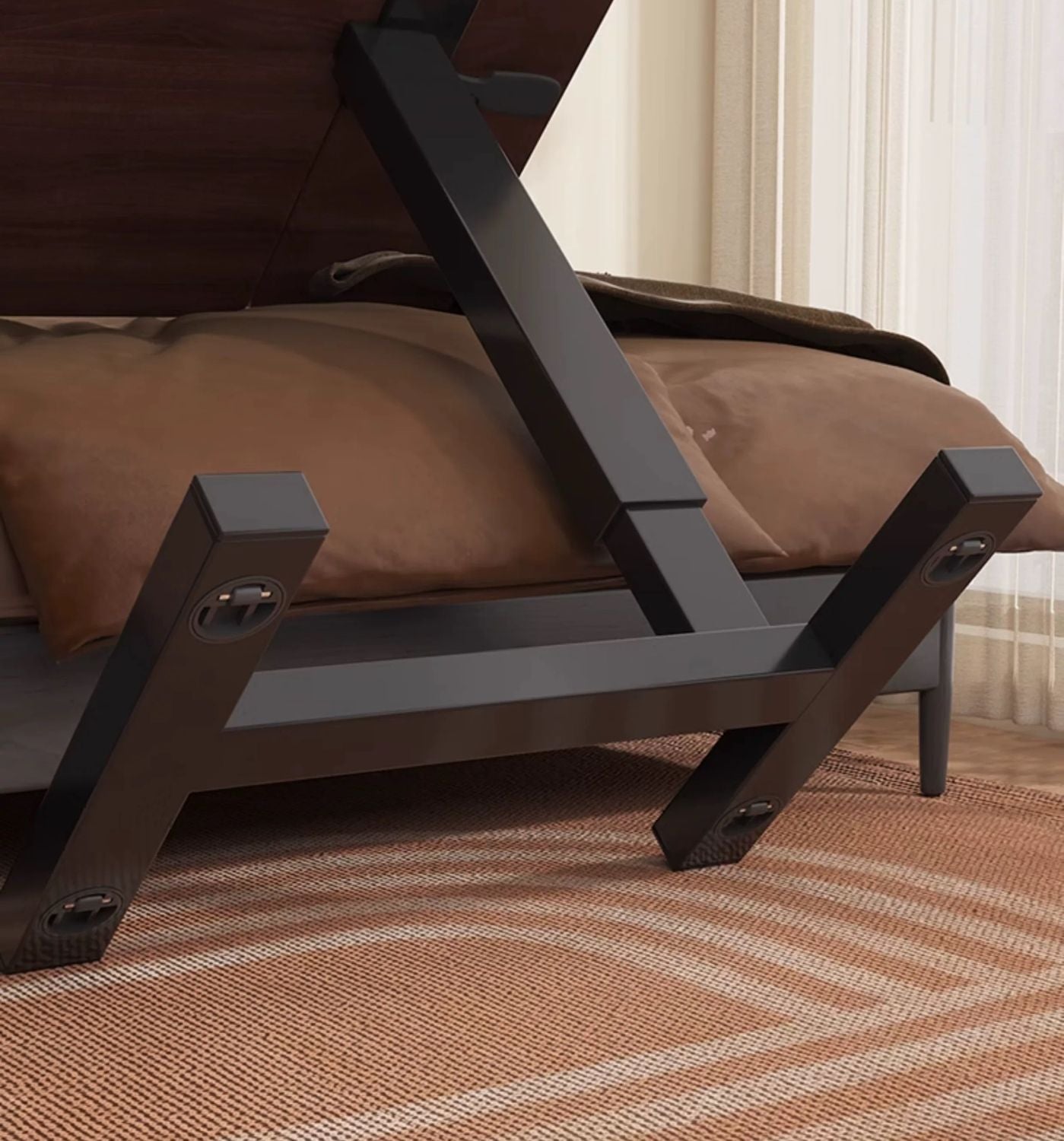 Folding Overbed - Bedside desk / Table (walnut)