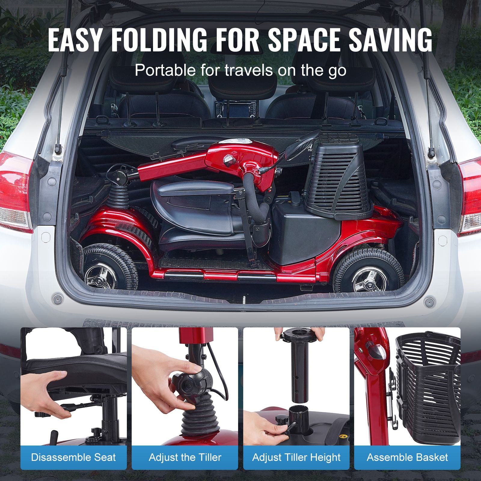 Heavy-Duty 4 Wheel Folding Electric Powered Mobility for Adults & Seniors