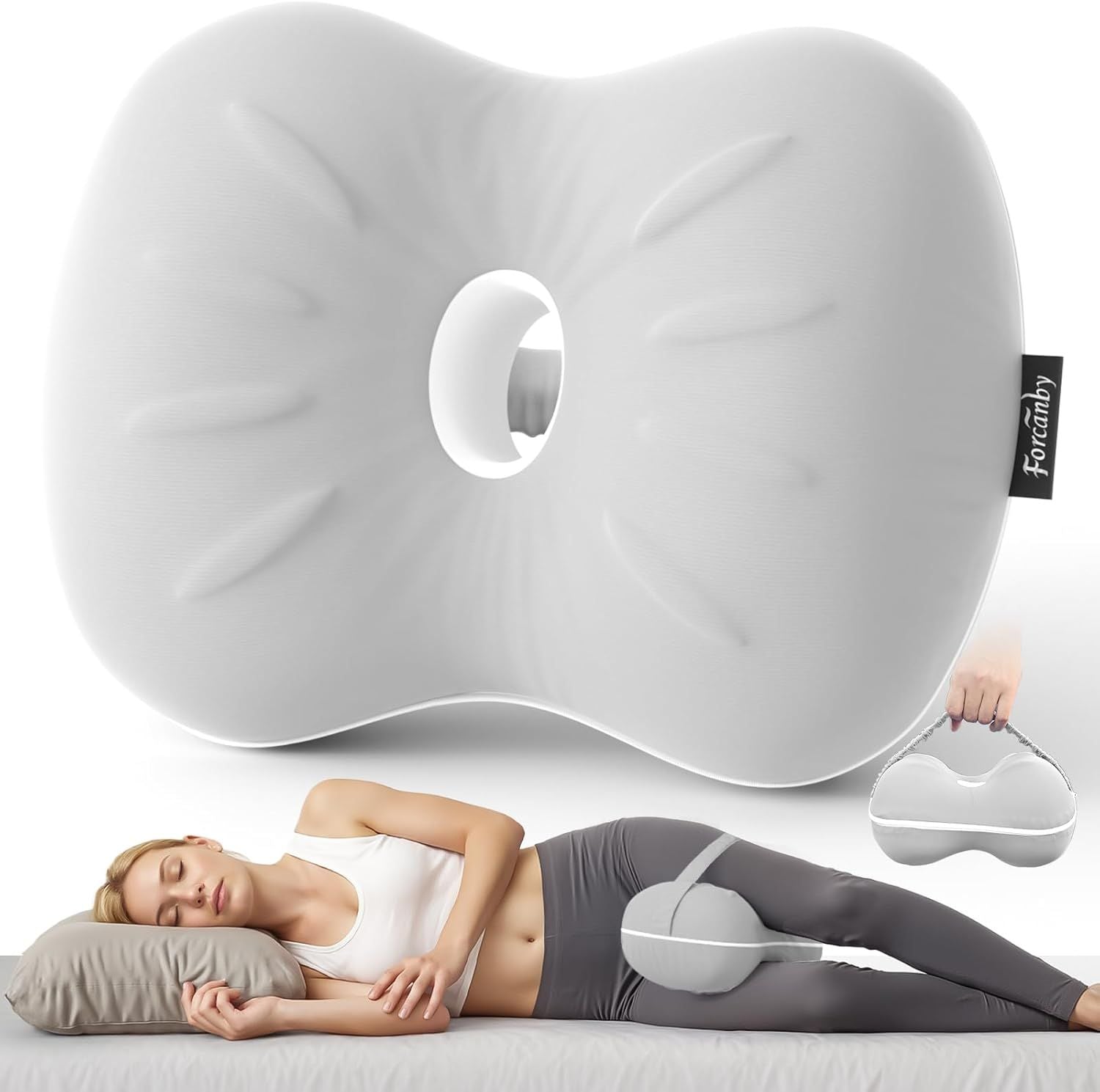 Smooth Spine Alignment / knee Memory Foam Pillow for Back Hip Pain, Spine Aligning, Sciatica, Surgery Recovery, Pregnancy