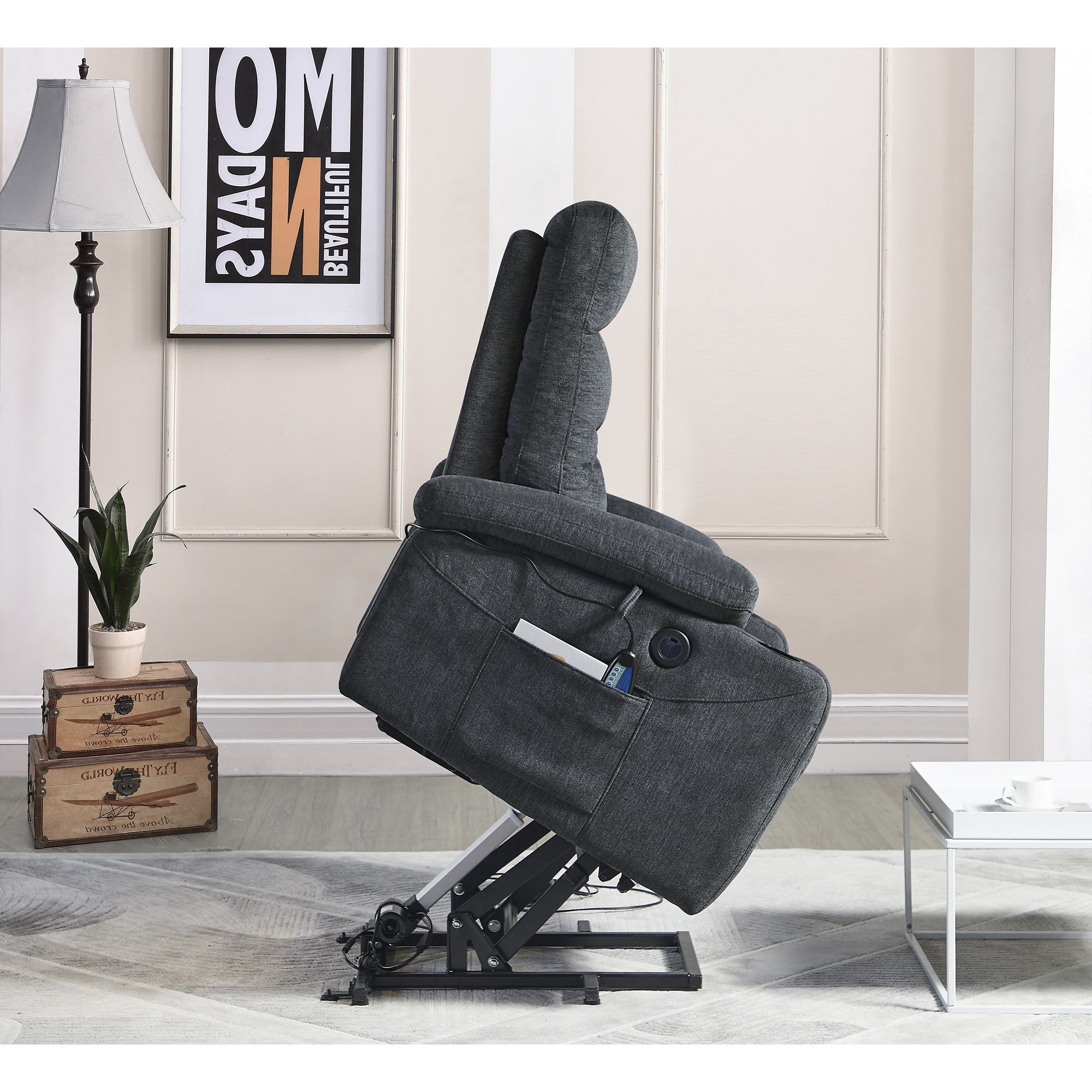 Stand up Easily Electric Power Lift Recliner Chair with Lumbar Heating and Massager