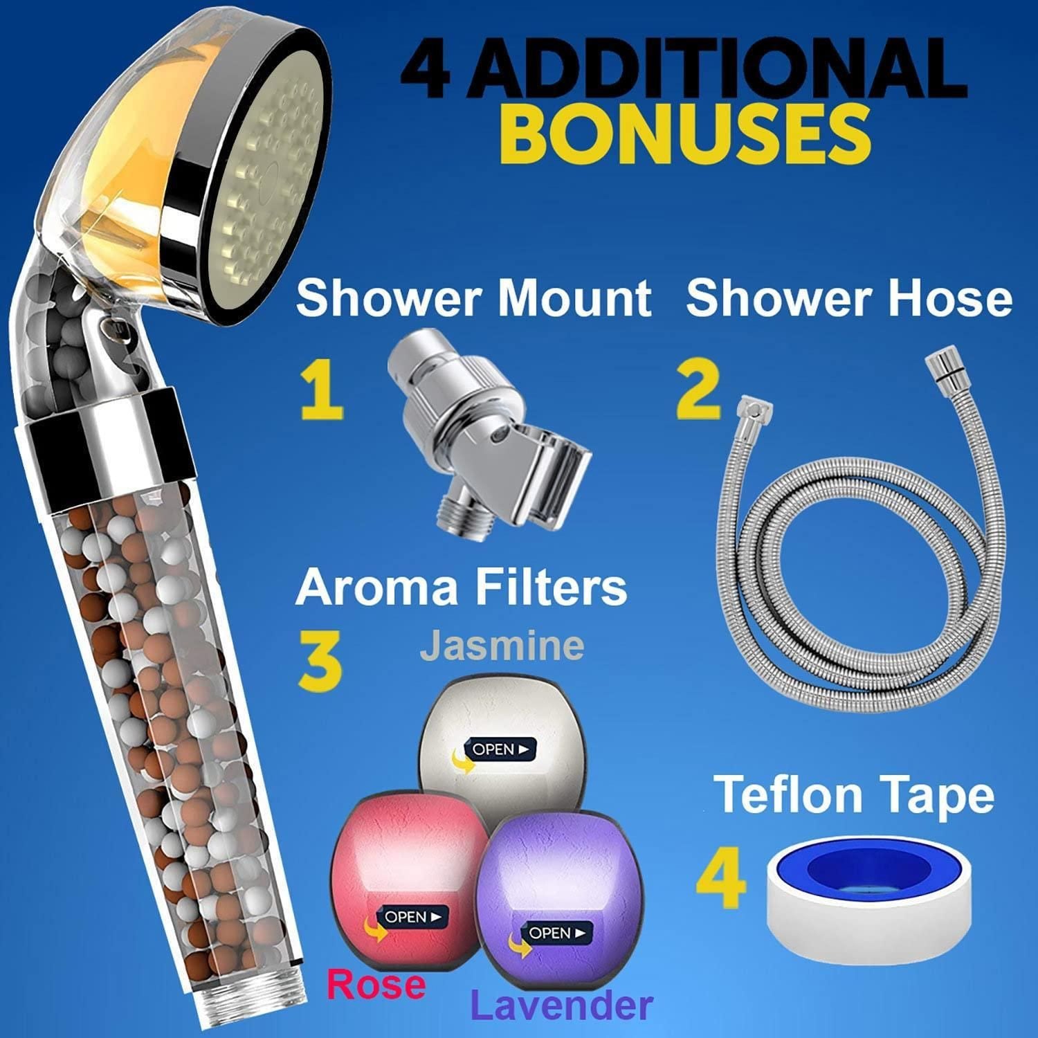 Vitamin C Shower Head Filter with Hose & Replacement Filters