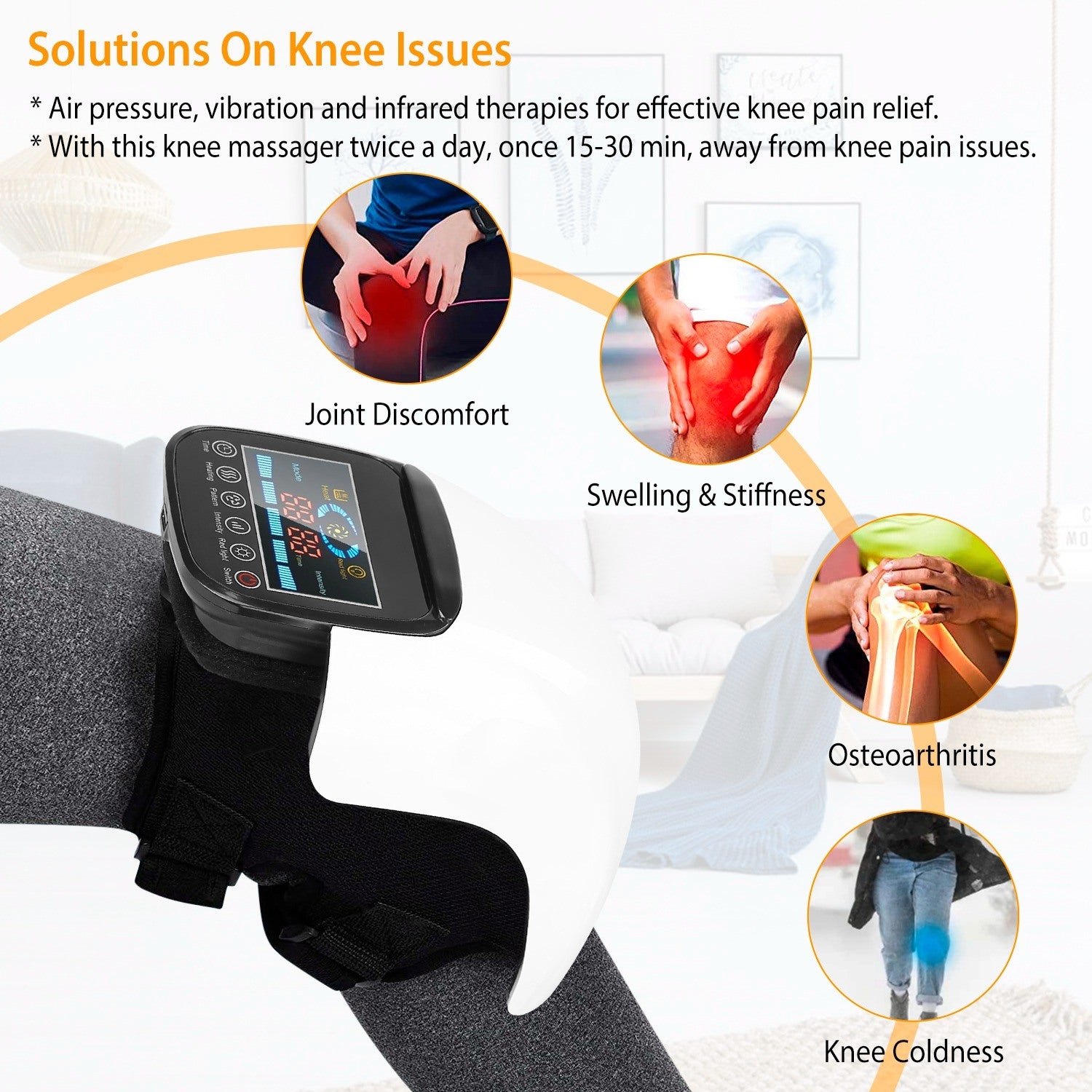 Knee Massager. Infrared Heat Pain Relief Therapy.