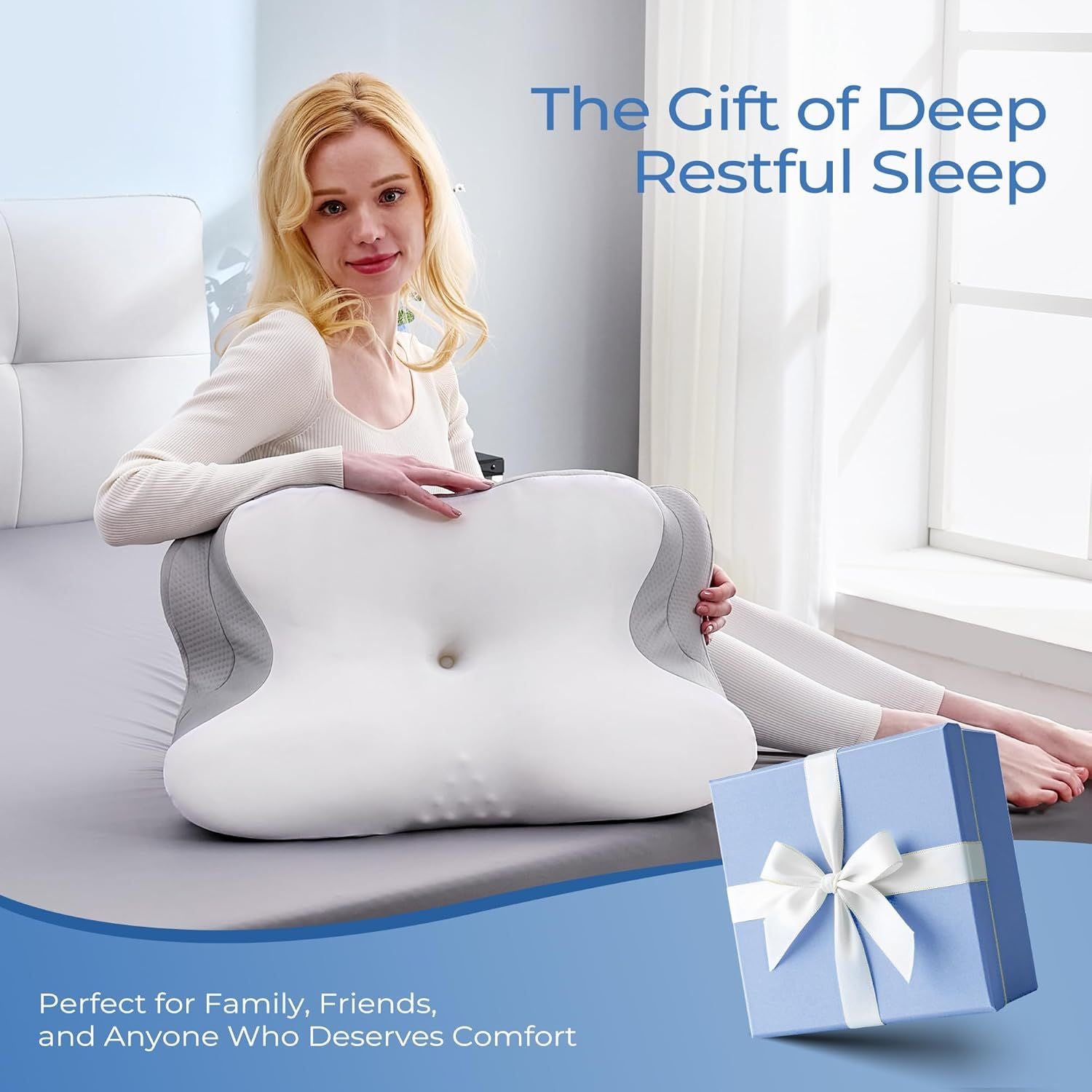 Ergonomic Cervical Neck Memory Foam Pillow with Massage Nodes Pillow for Sleeping