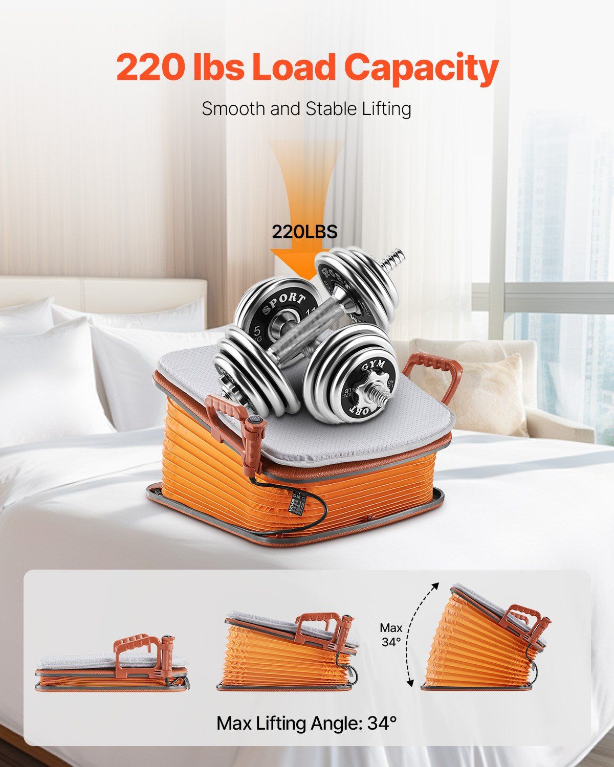 Electric Seat Assist Lifting Cushion 200lb 34° Chair Lift Assist Device