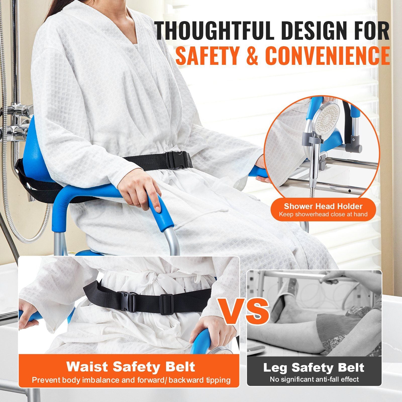 Sliding Tub Transfer - Bench / Shower Chair with 360 Degree Swivel Seat - 330Lbs