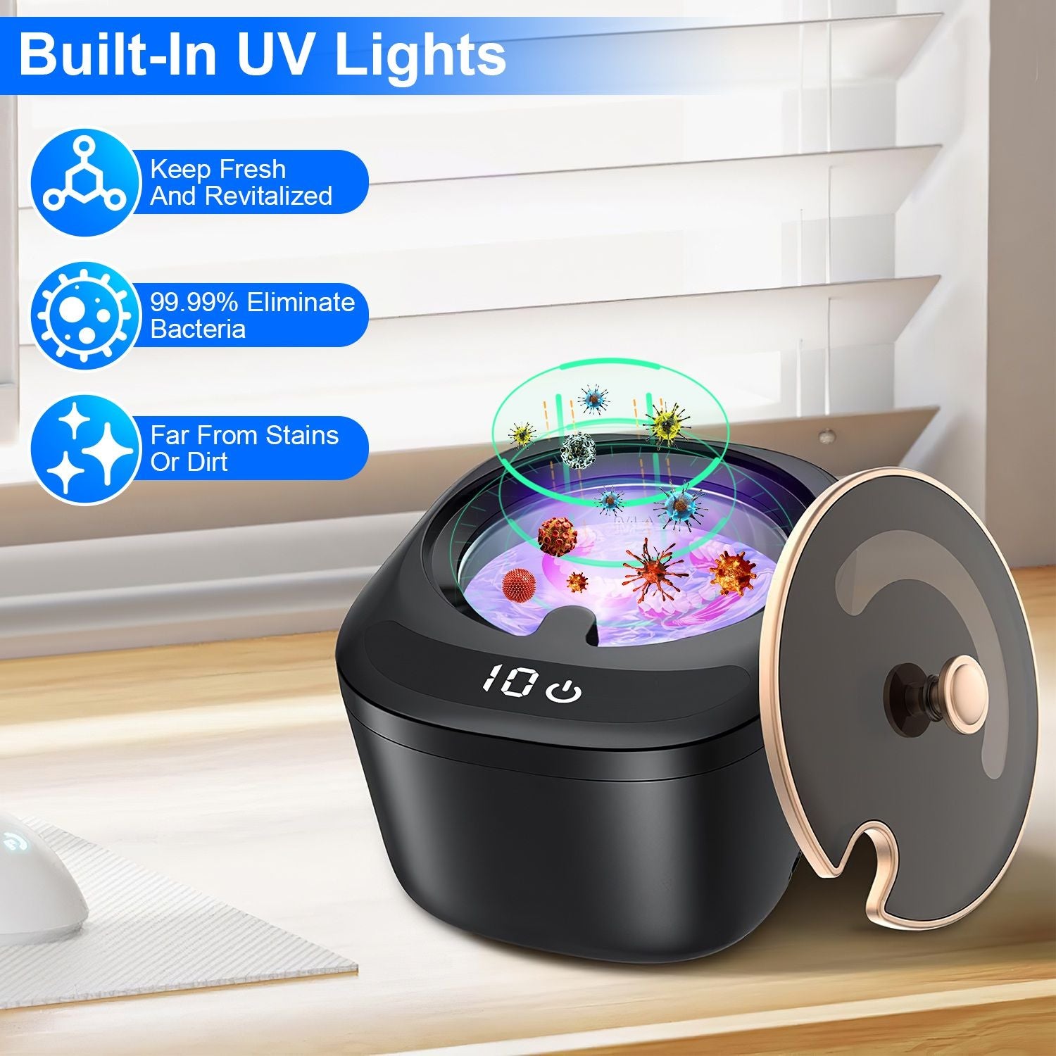 45kHz Ultrasonic Cleaning Machine for Retainers, Denture, Mouthguard, Aligners, Dental Trays, Braces, Rings, Jewelry etc