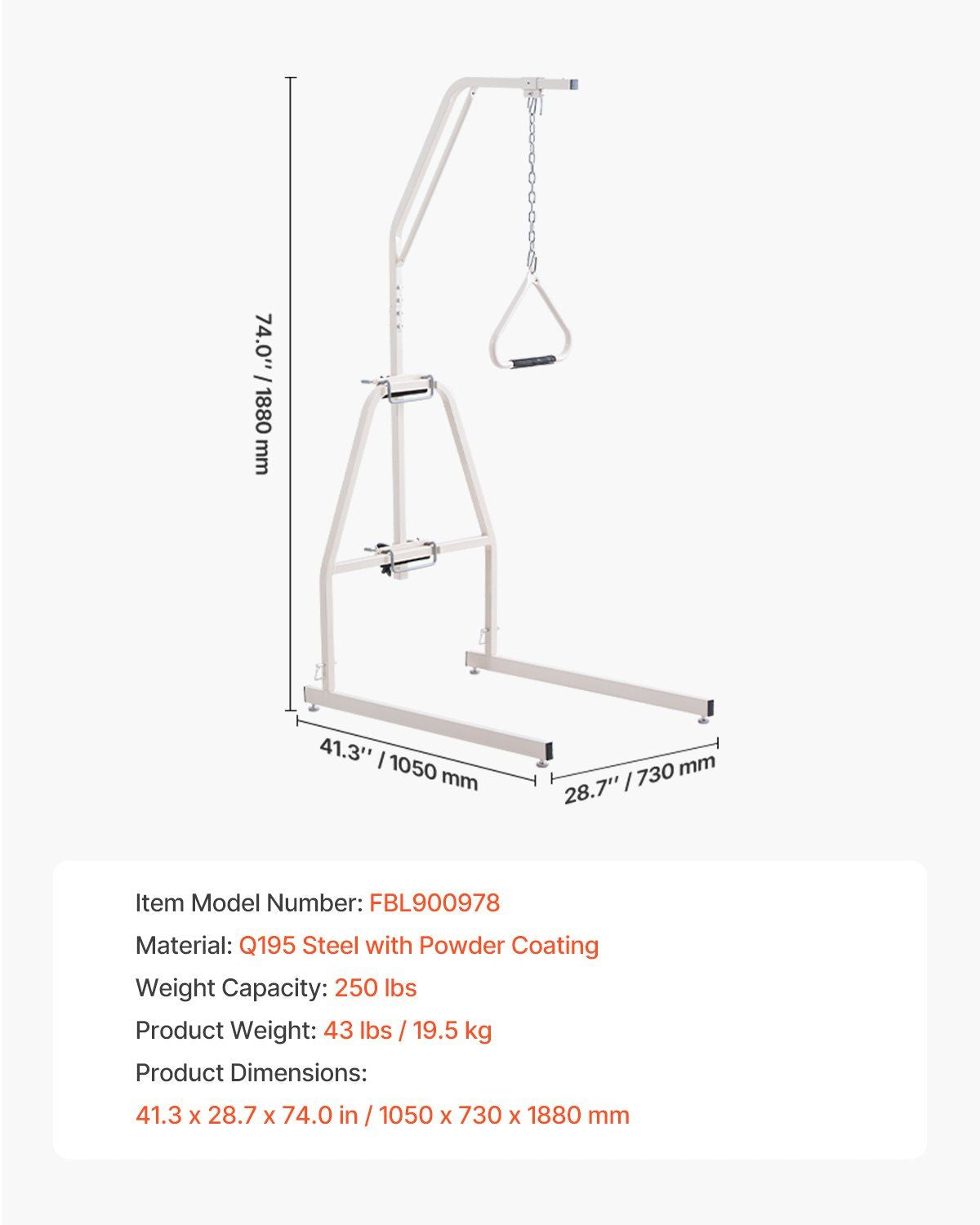 Trapeze Bar for Bed Mobility - 250LBS Bed Trapeze with Clamp and Floor Stand