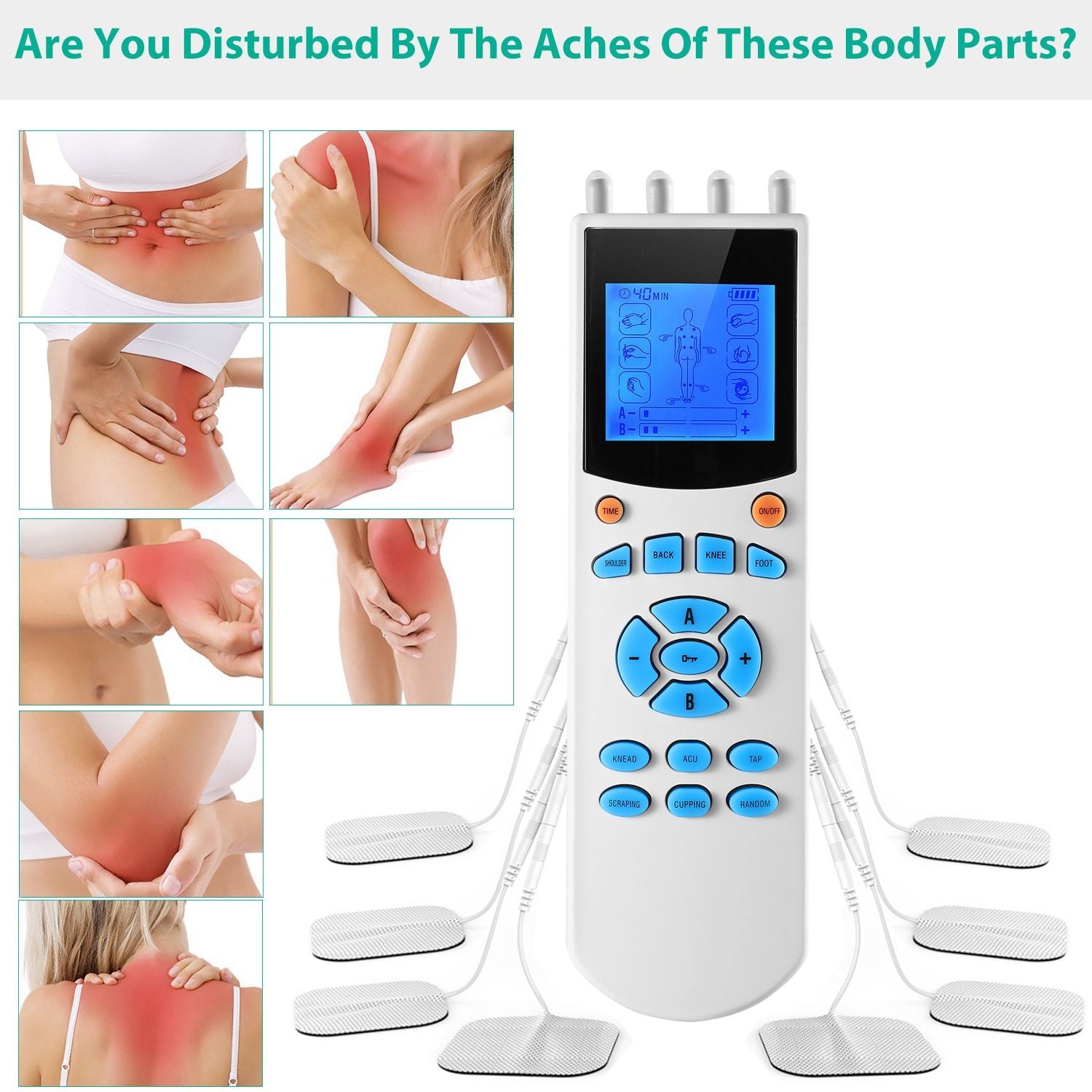 Tens Unit Machine - 10 Modes Pain Relief Body Massager Machine / Muscle Stimulator