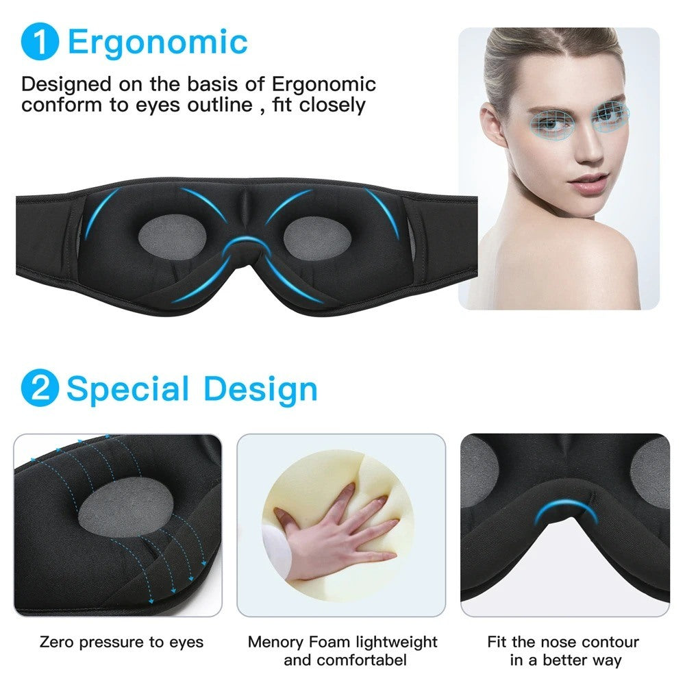 Sleeping Mask, 3D Eye Mask Headset. Headband Wireless Music, Calling and Mic Headset.