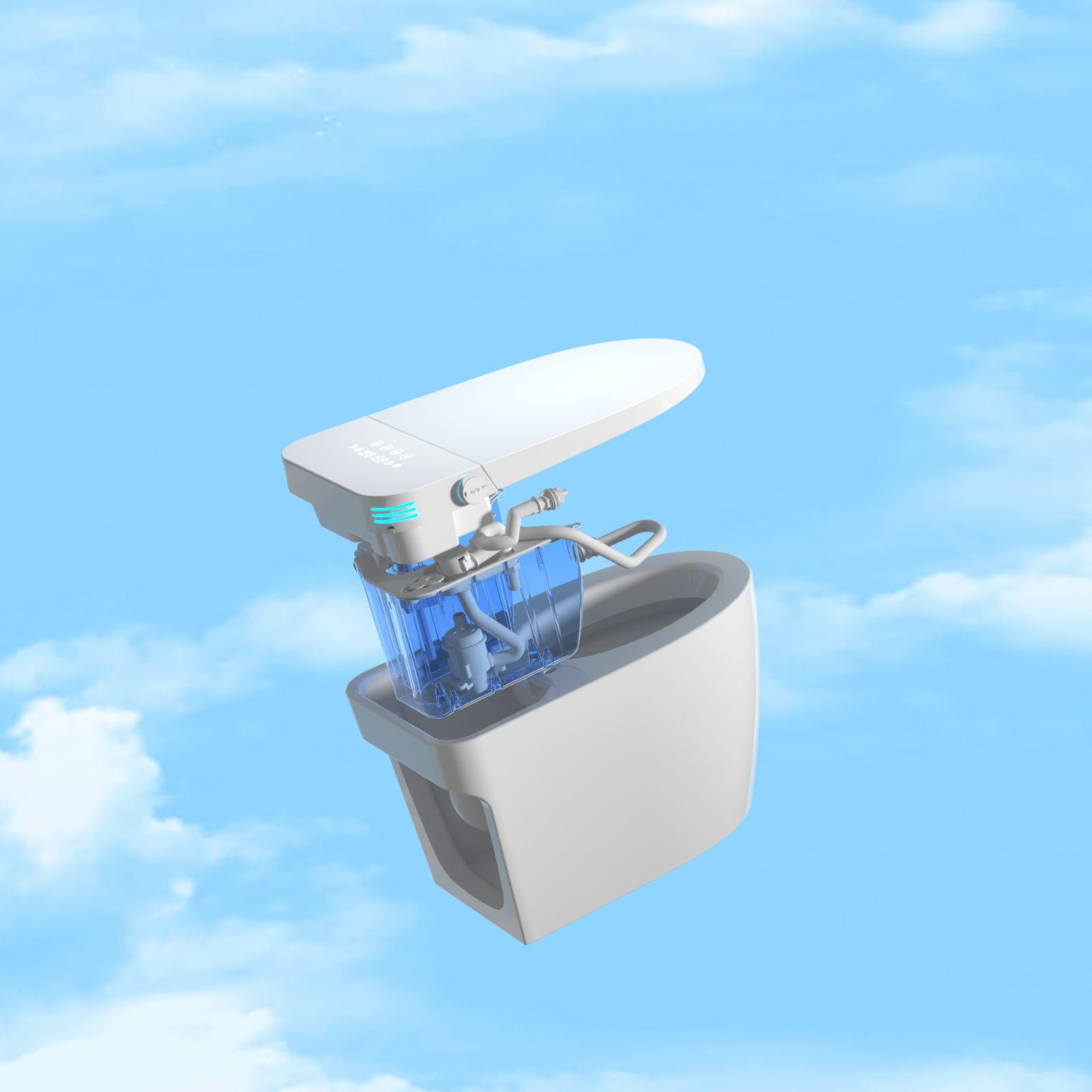 Smart Toilet with Voice Control and Bubble Shield, Heated Bidet Seat, Warm Air Dryer