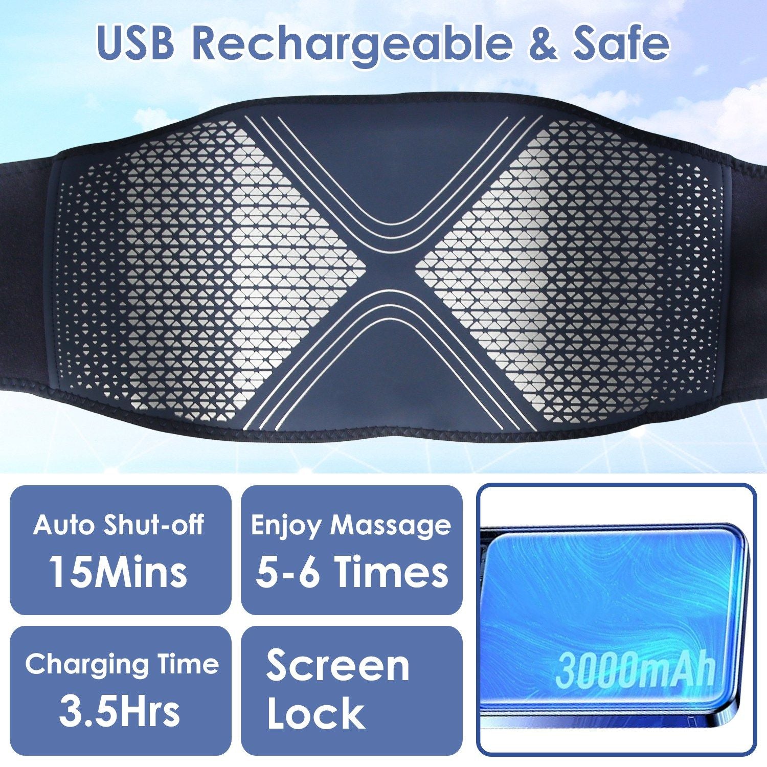 Lower Back Massager Heating Pad - Back, Belly, Waist, and Shoulder Pain Relief
