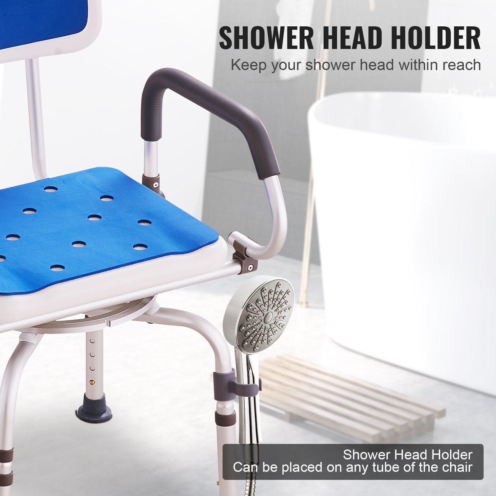 Shower Chair 360° Swivel Bathtub Shower Seat with Pivoting Arms - 400LBS
