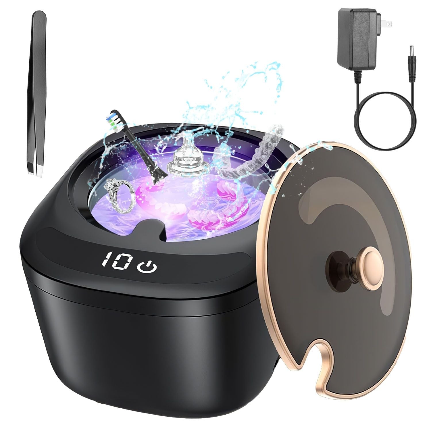 45kHz Ultrasonic Cleaning Machine for Retainers, Denture, Mouthguard, Aligners, Dental Trays, Braces, Rings, Jewelry etc