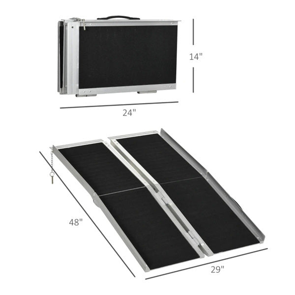 4' Threshold Portable Wheelchair Ramp - Carpeted Foldable Handicap Ramp