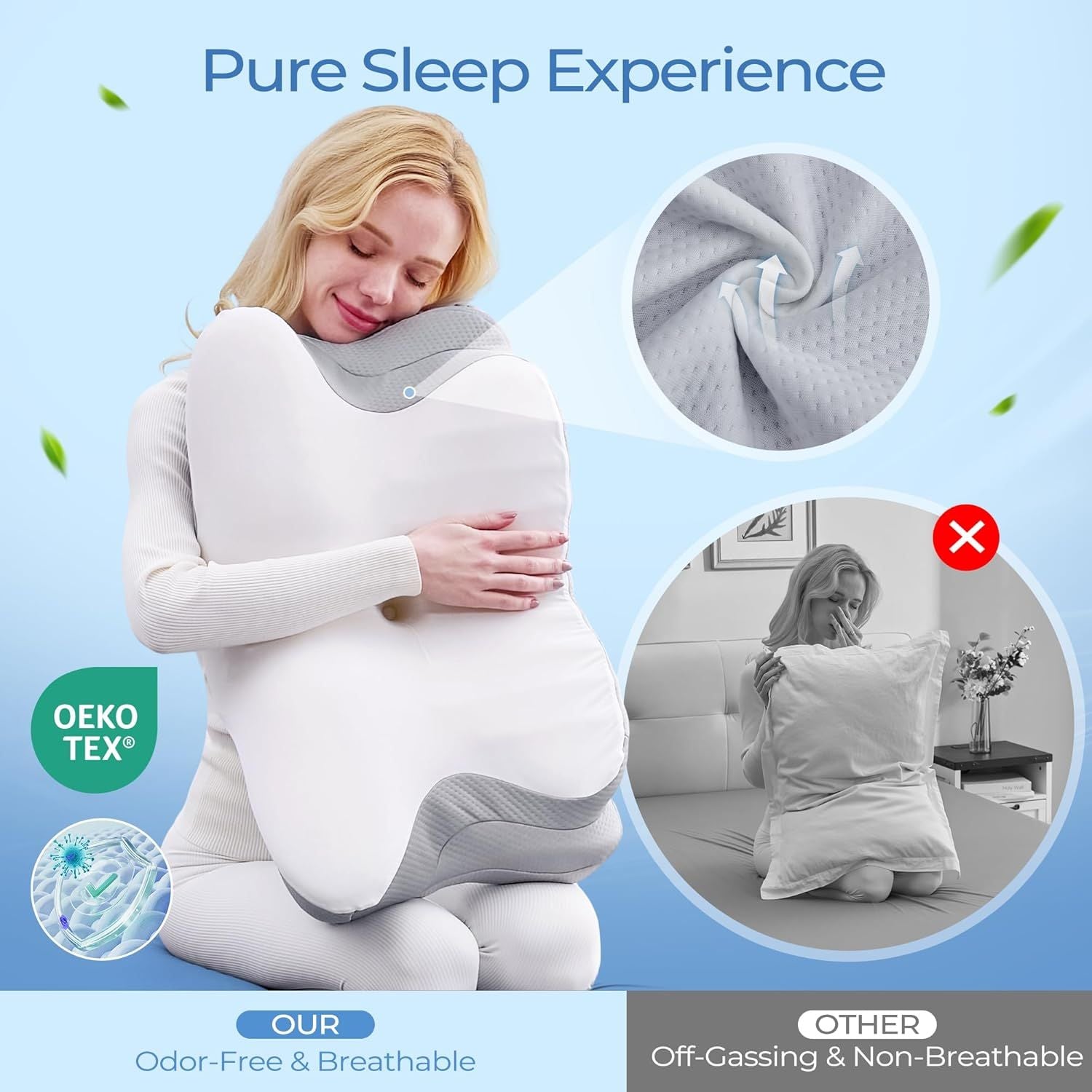 Ergonomic Cervical Neck Memory Foam Pillow with Massage Nodes Pillow for Sleeping