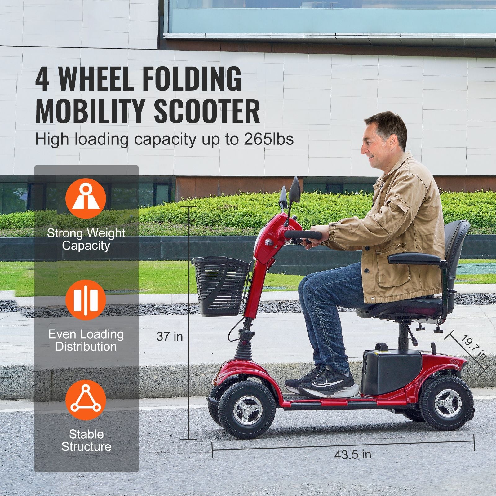 Heavy-Duty 4 Wheel Folding Electric Powered Mobility for Adults & Seniors