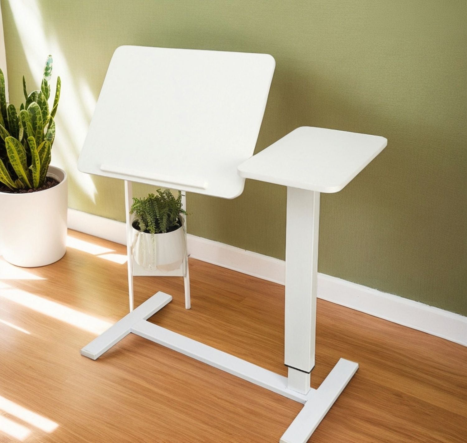 Folding Overbed - Bedside Desk / Table (white)