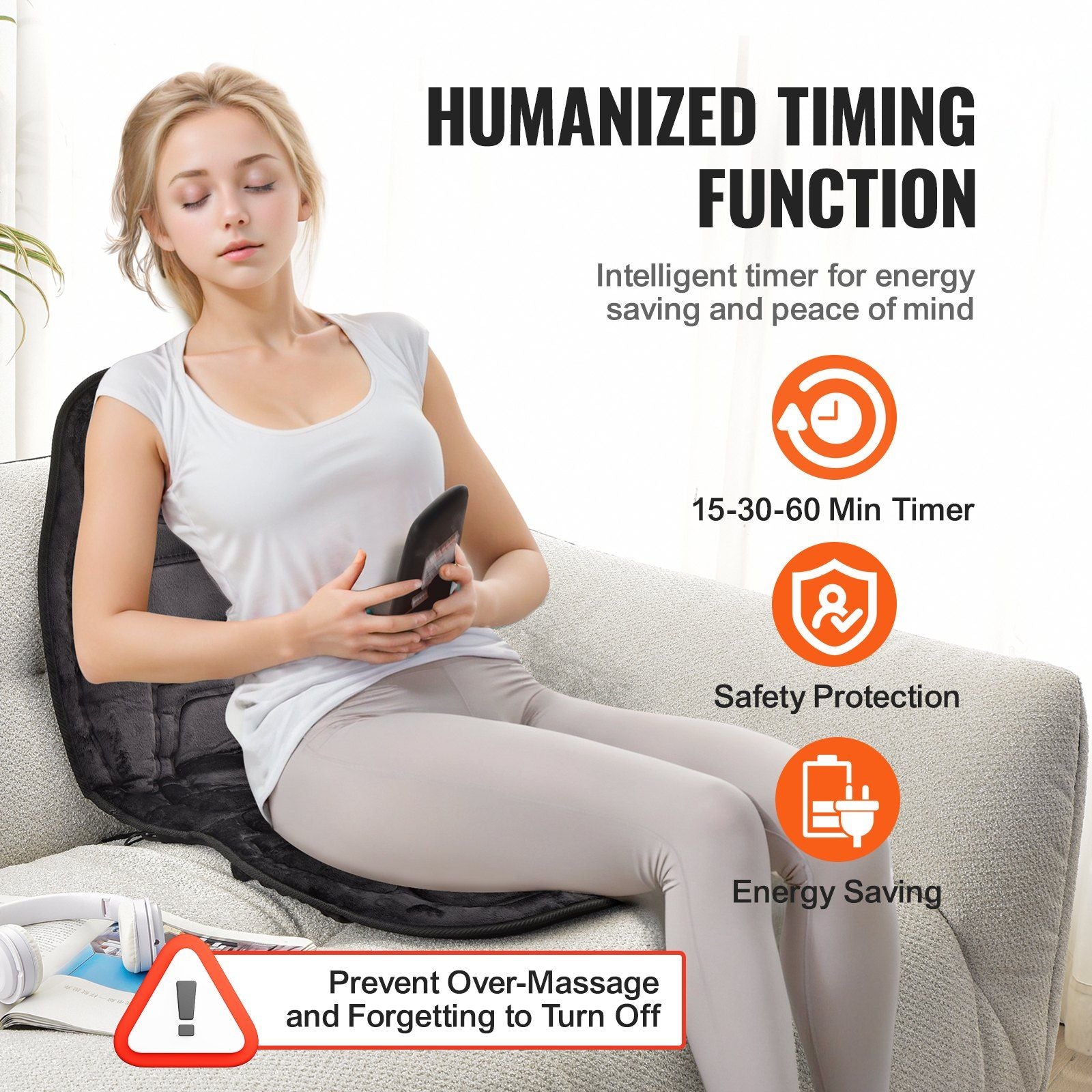 Heated Vibrating Massage Seat - Mat with 5 Modes & 4 Intensities