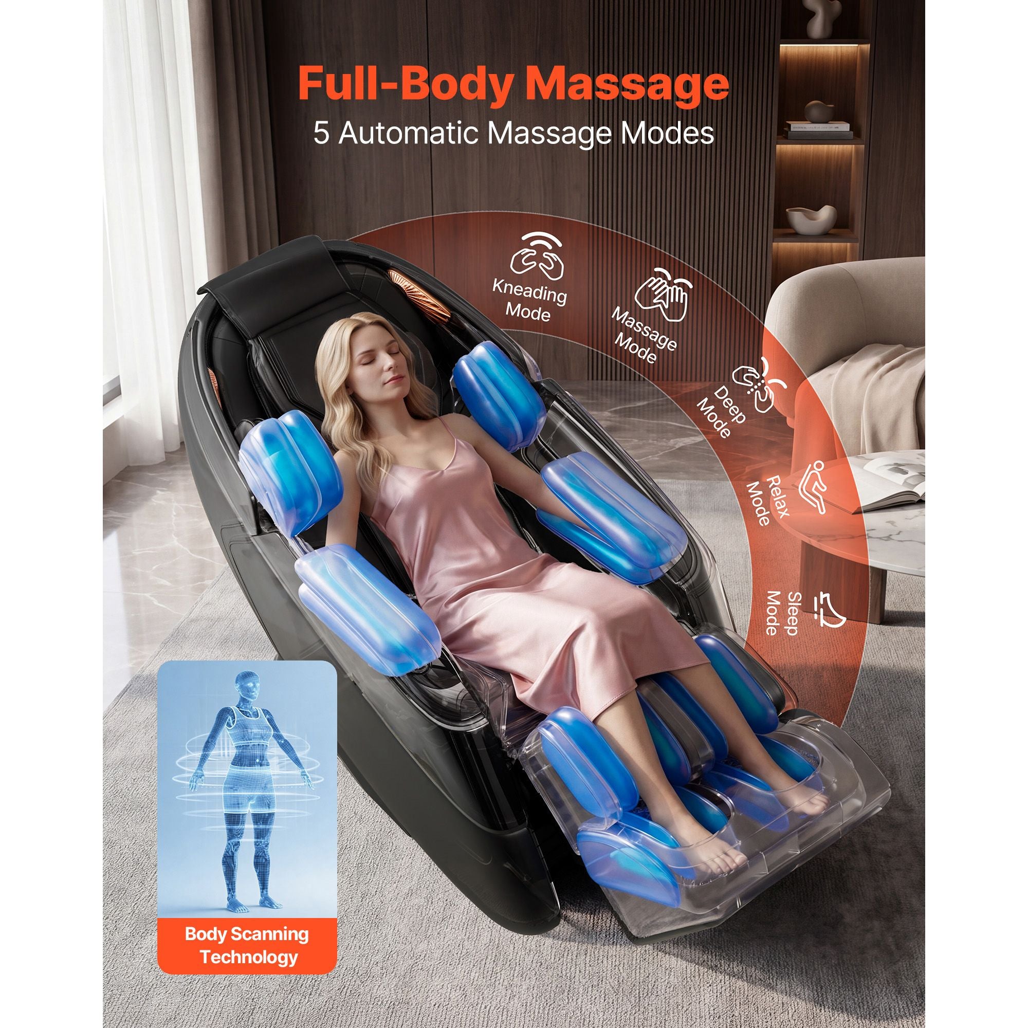 4D Zero-Gravity Full Body Massage Chair with Extendable Footrest