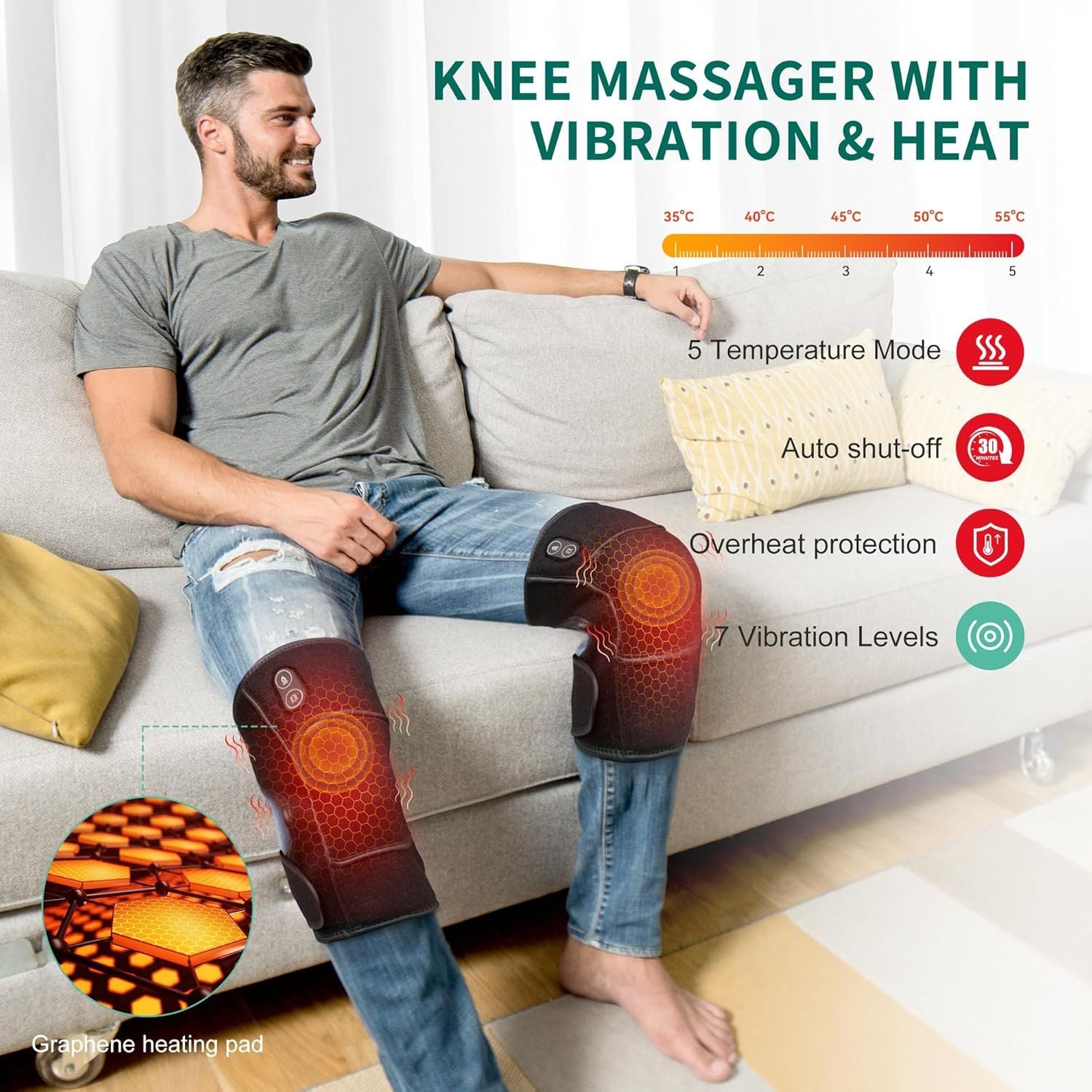 Heated Knee Massager Pad for Knees