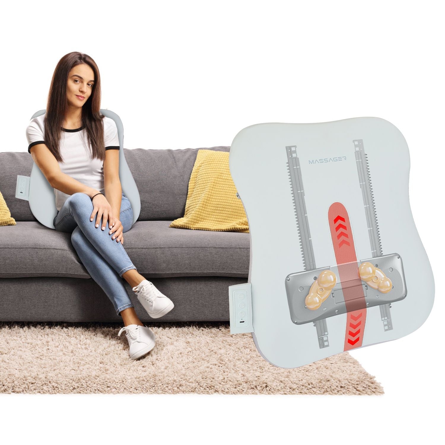 3D Deep Tissue Kneading Shiatsu Back Massager Massager Pillow * Back Shoulder Waist Lumbar