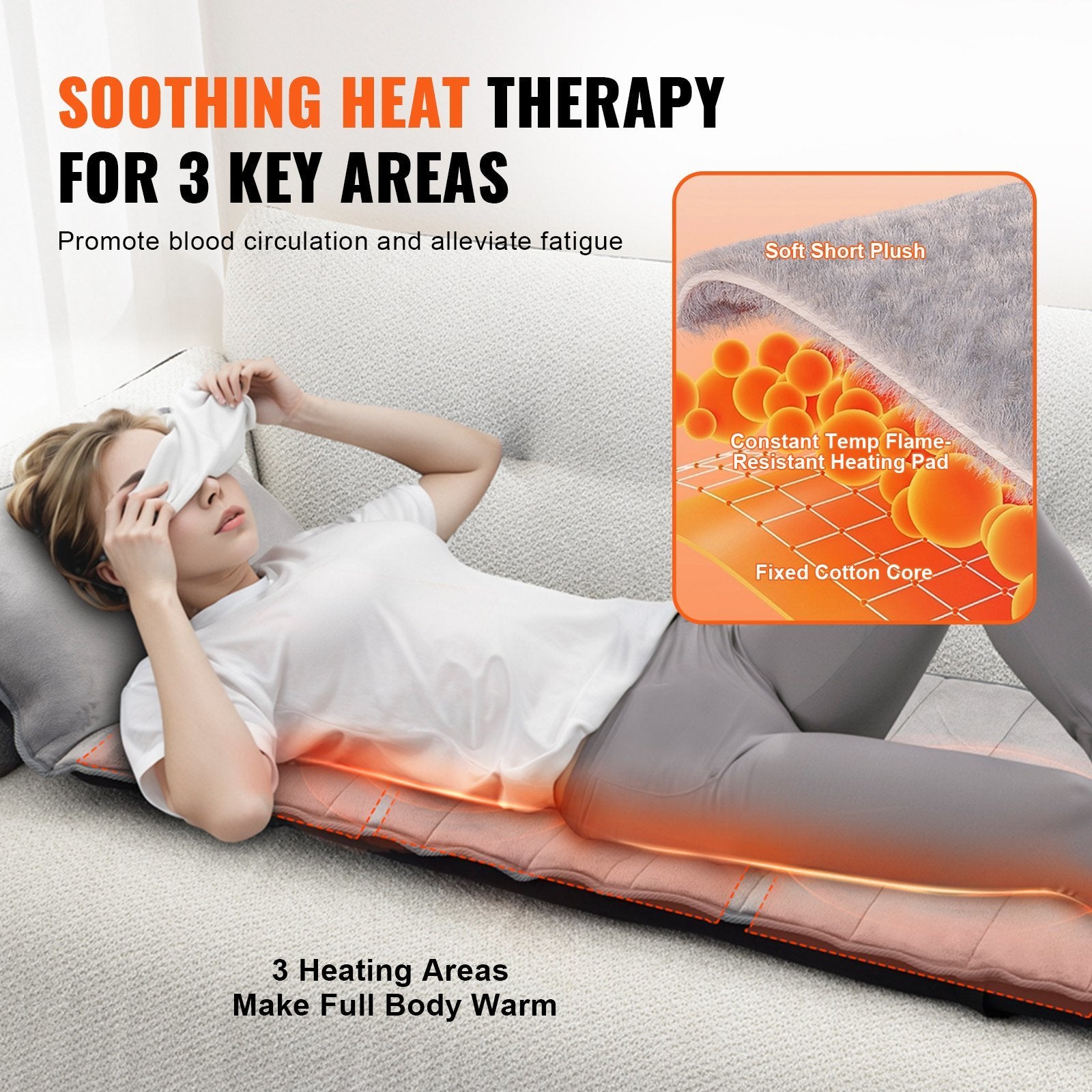 Full-Body Massage Cushion with Heat. 10 Vibration Motor Massage Cushion Pad.