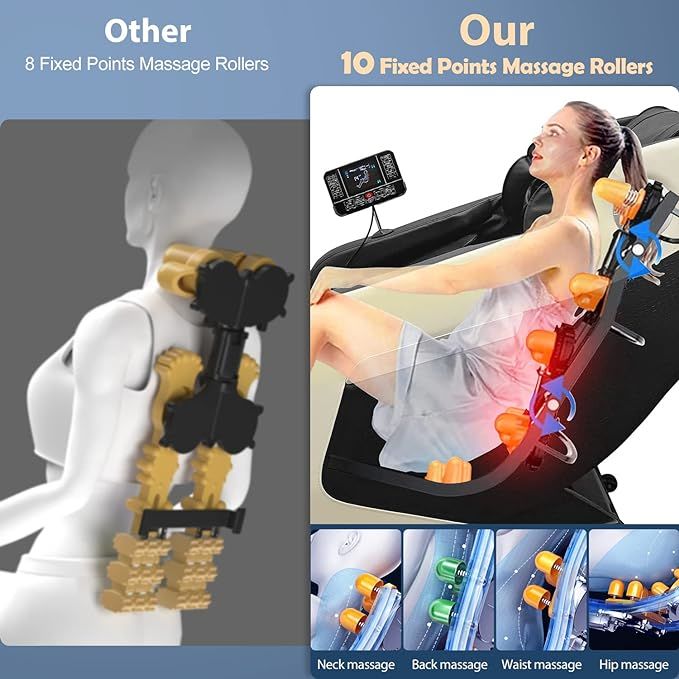 Massage chair, full body zero gravity recliner, with hip heating, foot massage and air massage system.