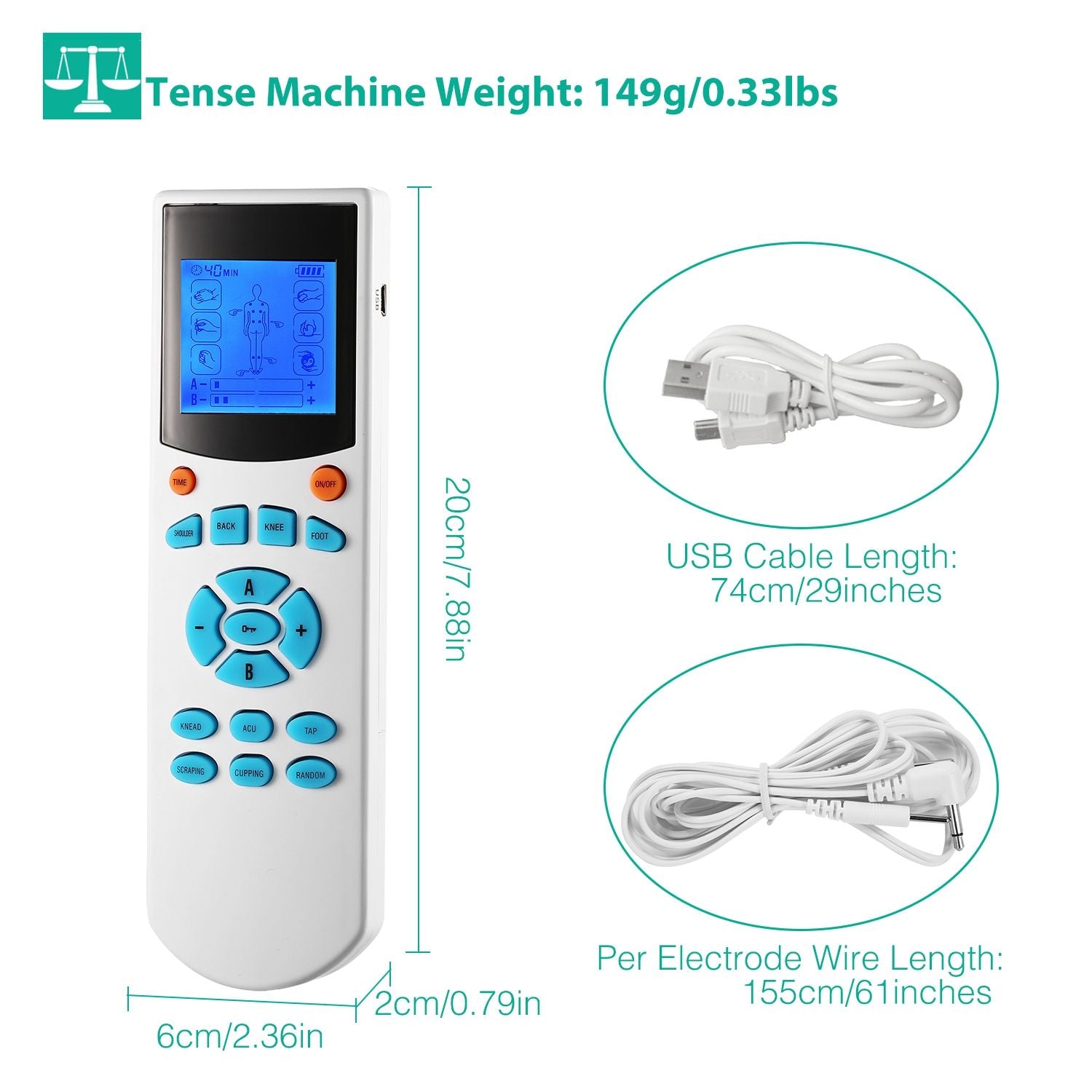 Tens Unit Machine - 10 Modes Pain Relief Body Massager Machine / Muscle Stimulator
