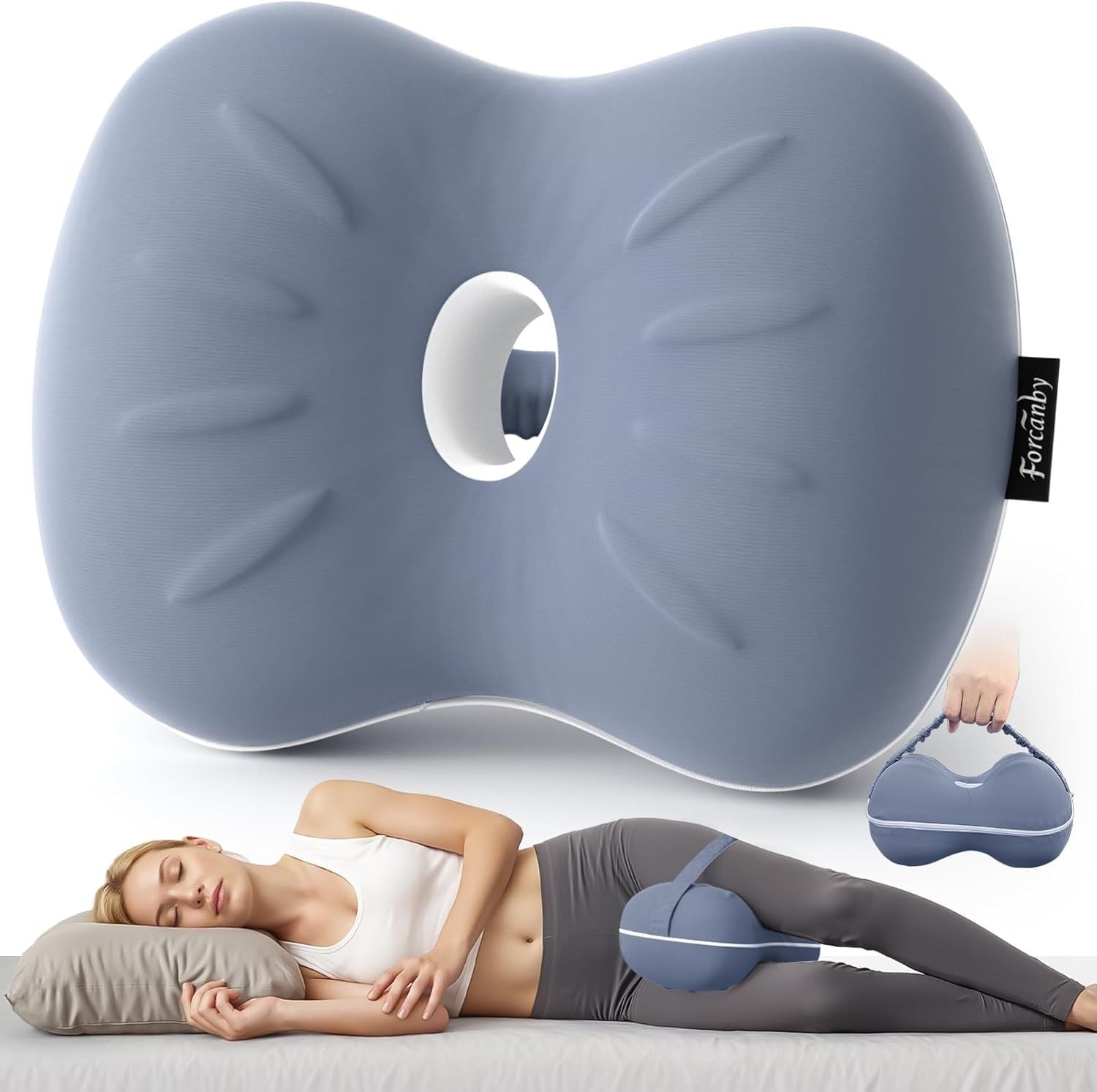 Smooth Spine Alignment / knee Memory Foam Pillow for Back Hip Pain, Spine Aligning, Sciatica, Surgery Recovery, Pregnancy