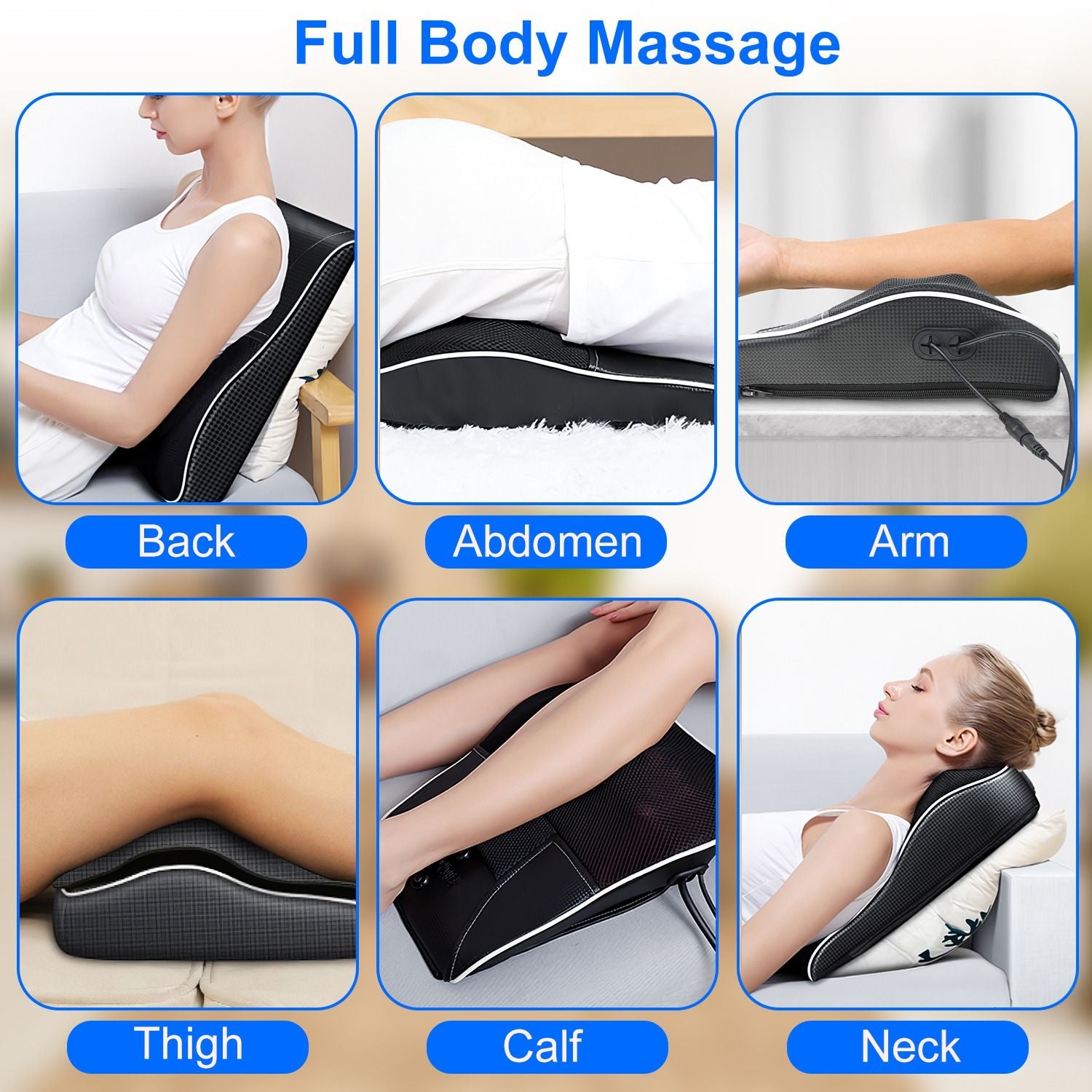 Back Massager with Heat 3D Kneading Massage Pillow