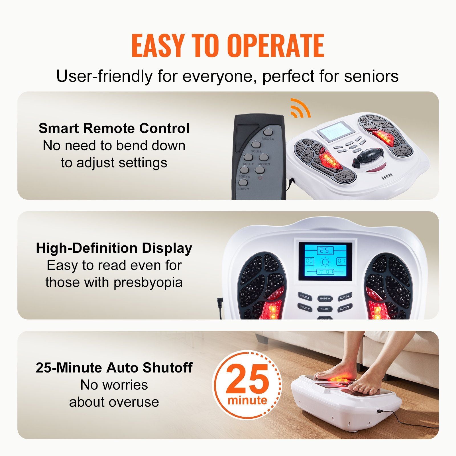 Foot Circulation Stimulator EMS & TENS - Foot Neuropathy Massager (25 Modes)