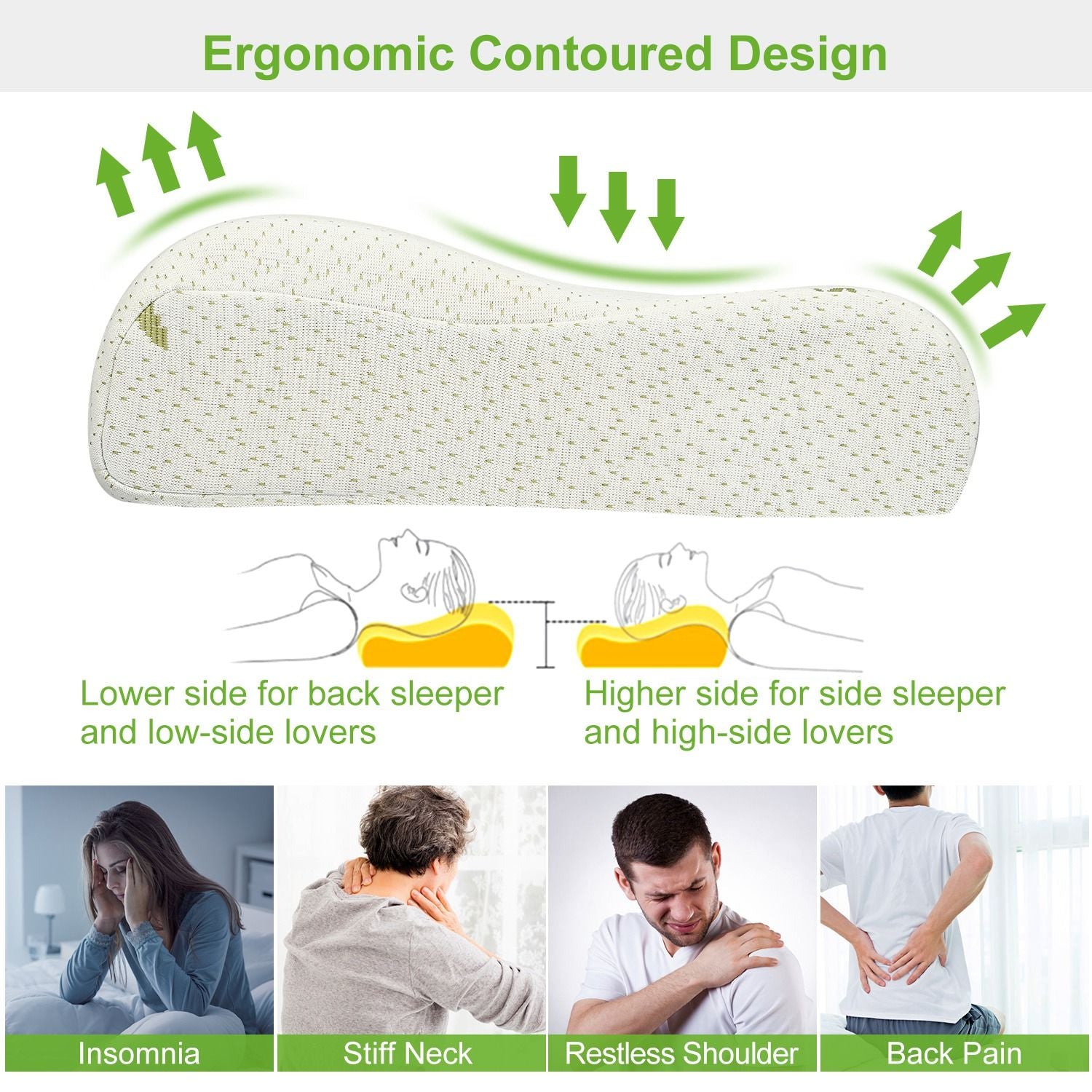2pcs - Contour Ergonomic Neck Pillows for Neck Pain Relief