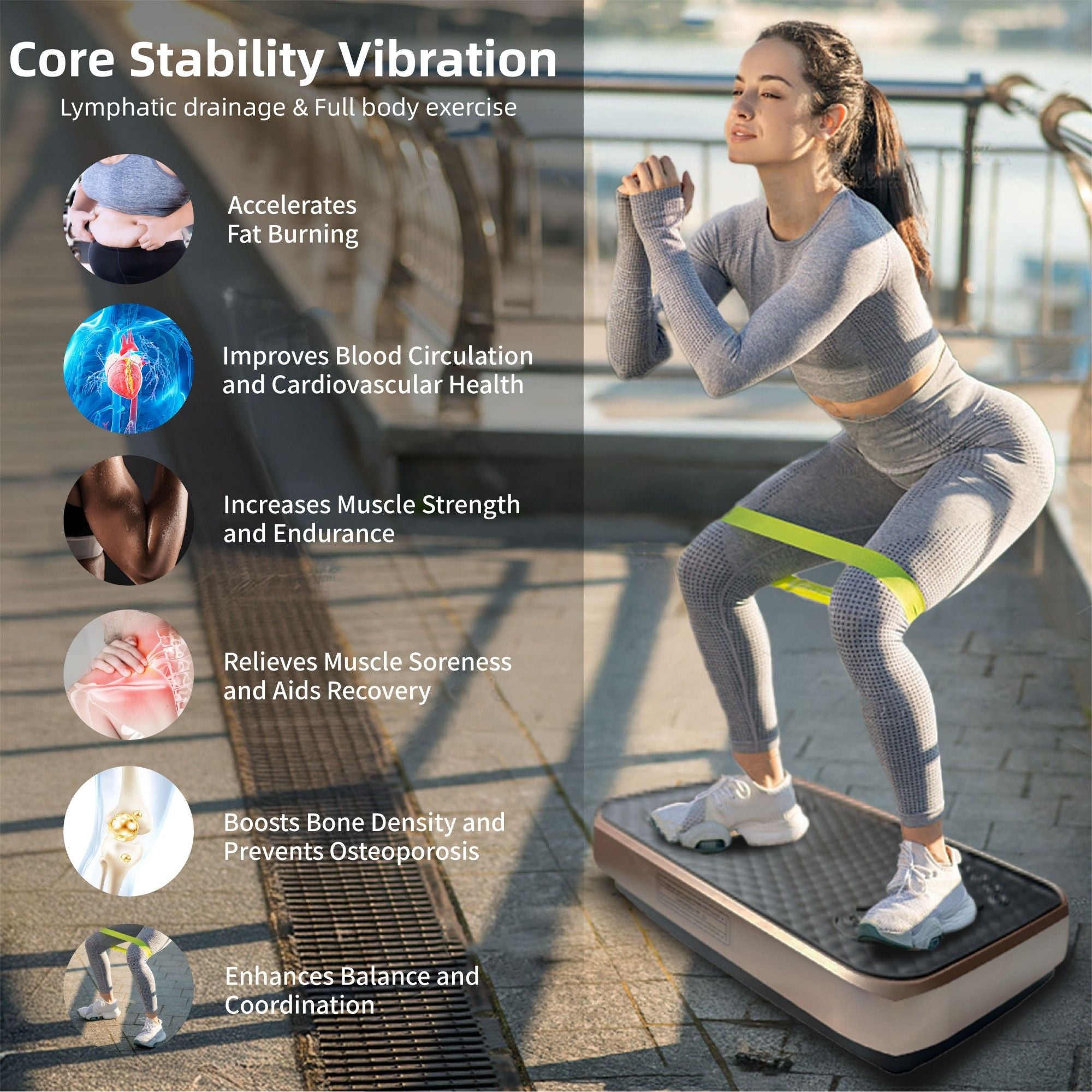 Vibration Fitness Platform, Whole Body Exercise Machine for Lymphatic Drainage, Fat Burner and Weight Loss.