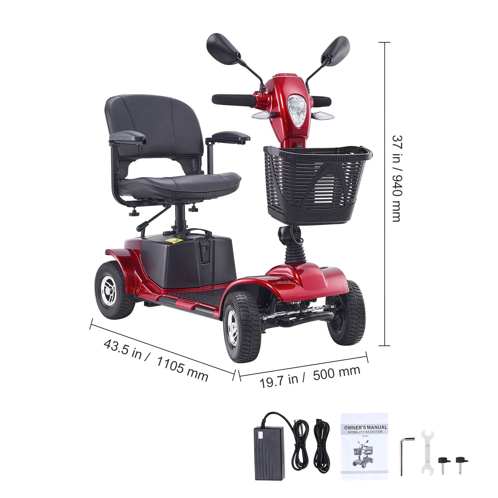 Heavy-Duty 4 Wheel Folding Electric Powered Mobility for Adults & Seniors