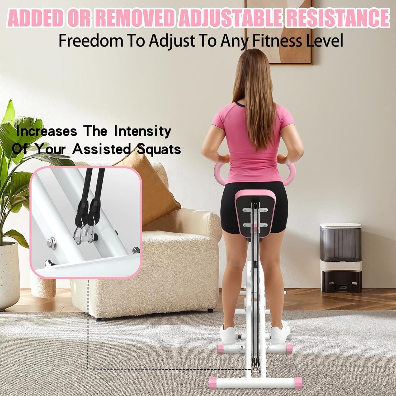 Foldable Squat Machine with Resistance Bands