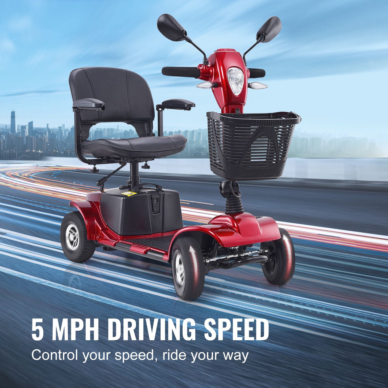 Heavy-Duty 4 Wheel Folding Electric Powered Mobility for Adults & Seniors