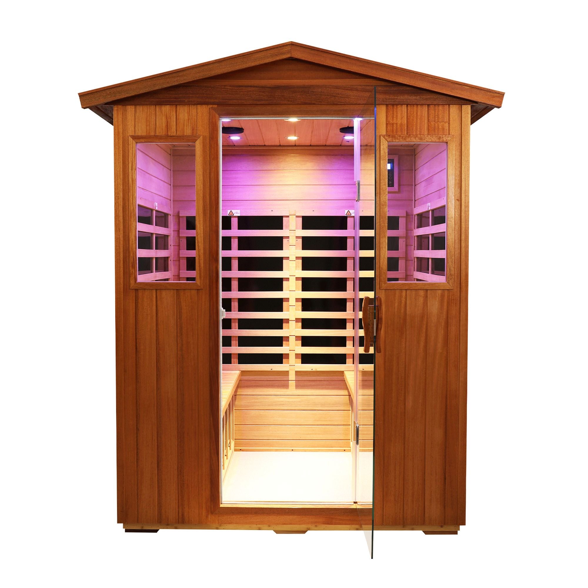 Outdoor Khaya wood four person far infrared sauna room