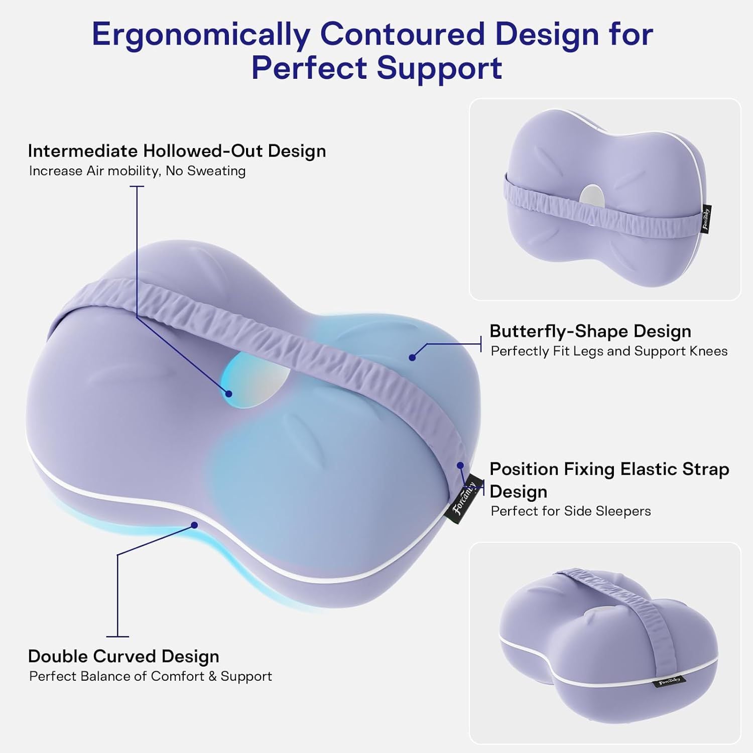 Smooth Spine Alignment / knee Memory Foam Pillow for Back Hip Pain, Spine Aligning, Sciatica, Surgery Recovery, Pregnancy