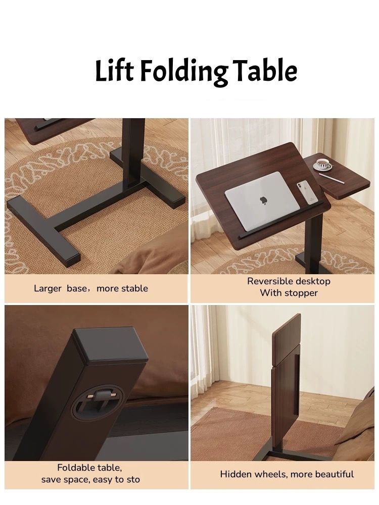 Folding Overbed - Bedside desk / Table (walnut)