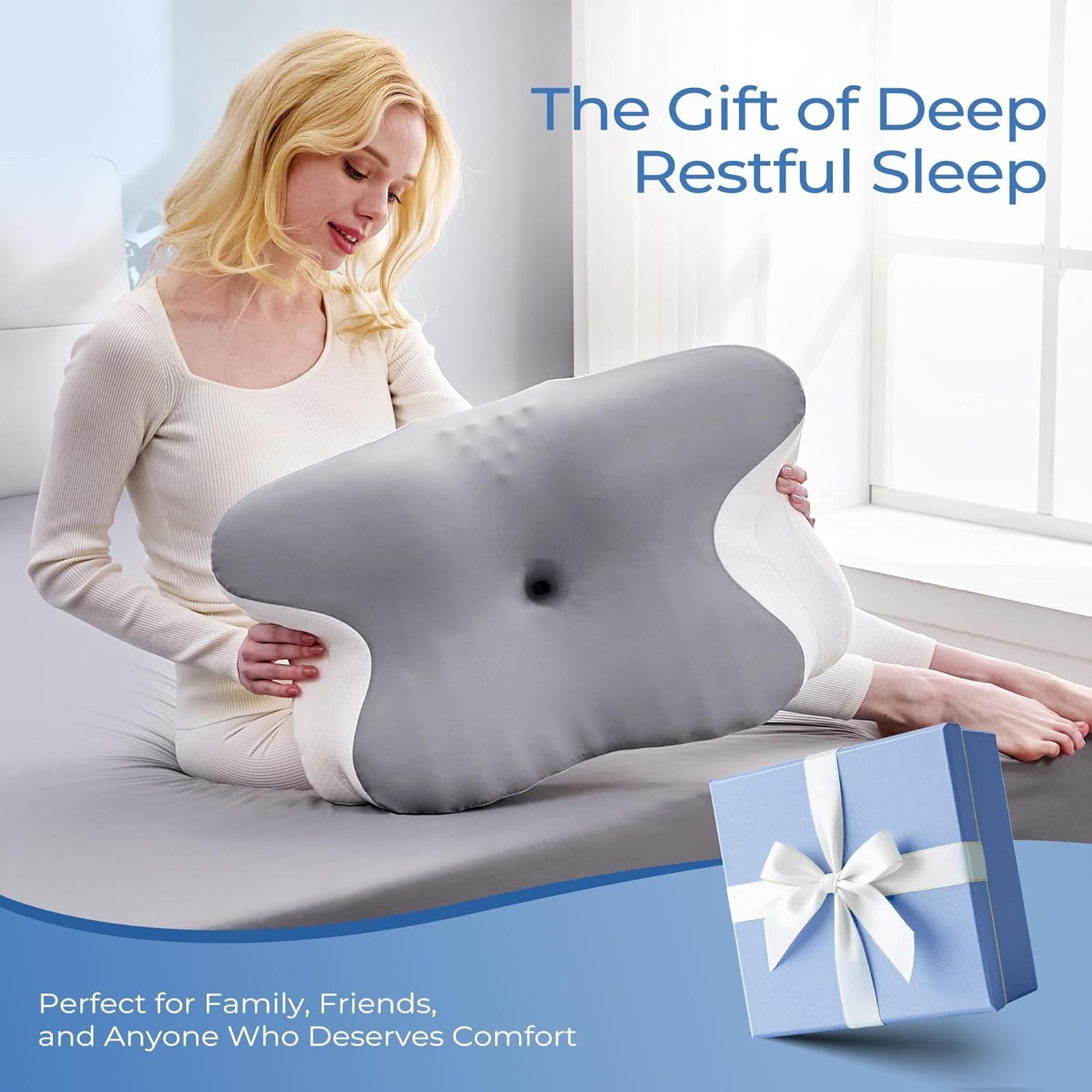 Ergonomic Cervical Neck Memory Foam Pillow with Massage Nodes Pillow for Sleeping