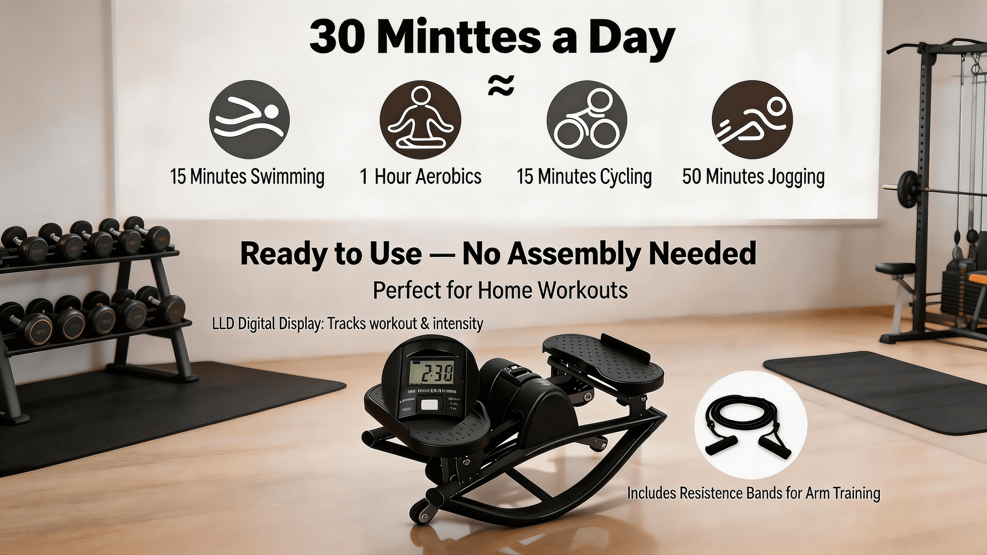 Low-Impact Elliptical Mini Stair Stepper Machine