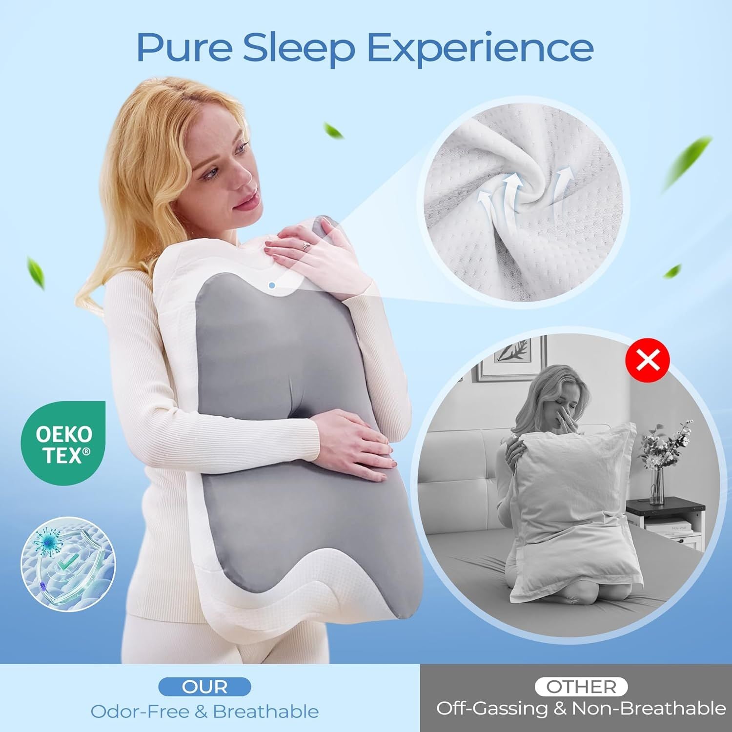 Ergonomic Cervical Neck Memory Foam Pillow with Massage Nodes Pillow for Sleeping