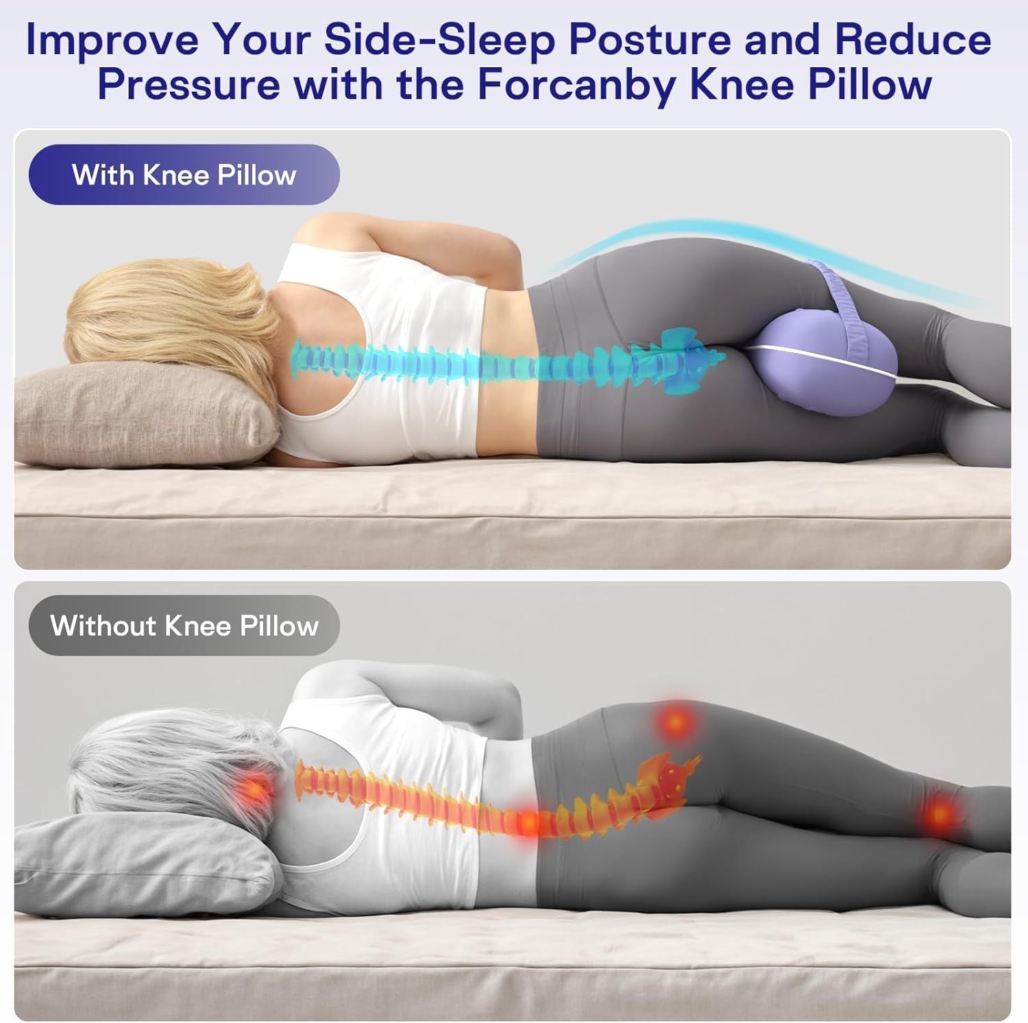 Smooth Spine Alignment / knee Memory Foam Pillow for Back Hip Pain, Spine Aligning, Sciatica, Surgery Recovery, Pregnancy