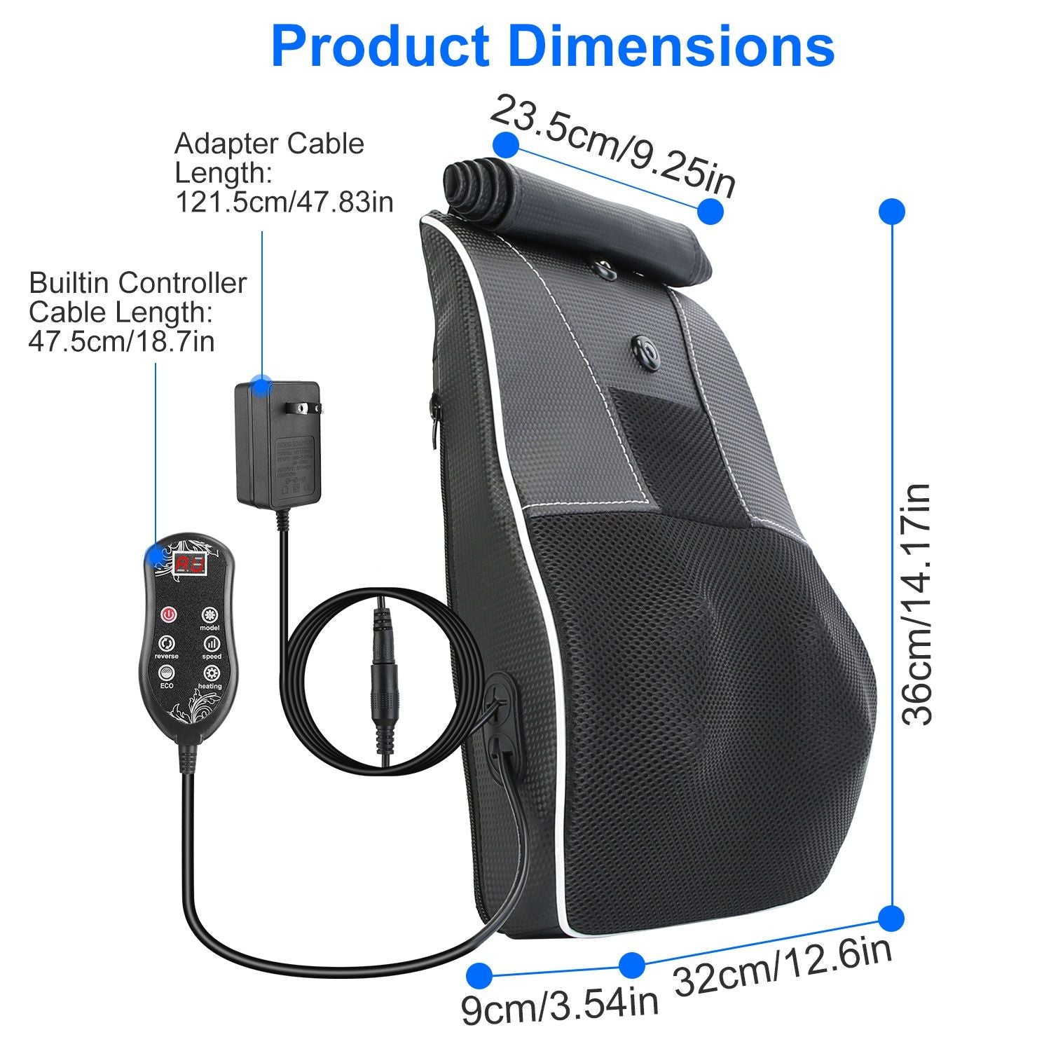 Back Massager with Heat 3D Kneading Massage Pillow
