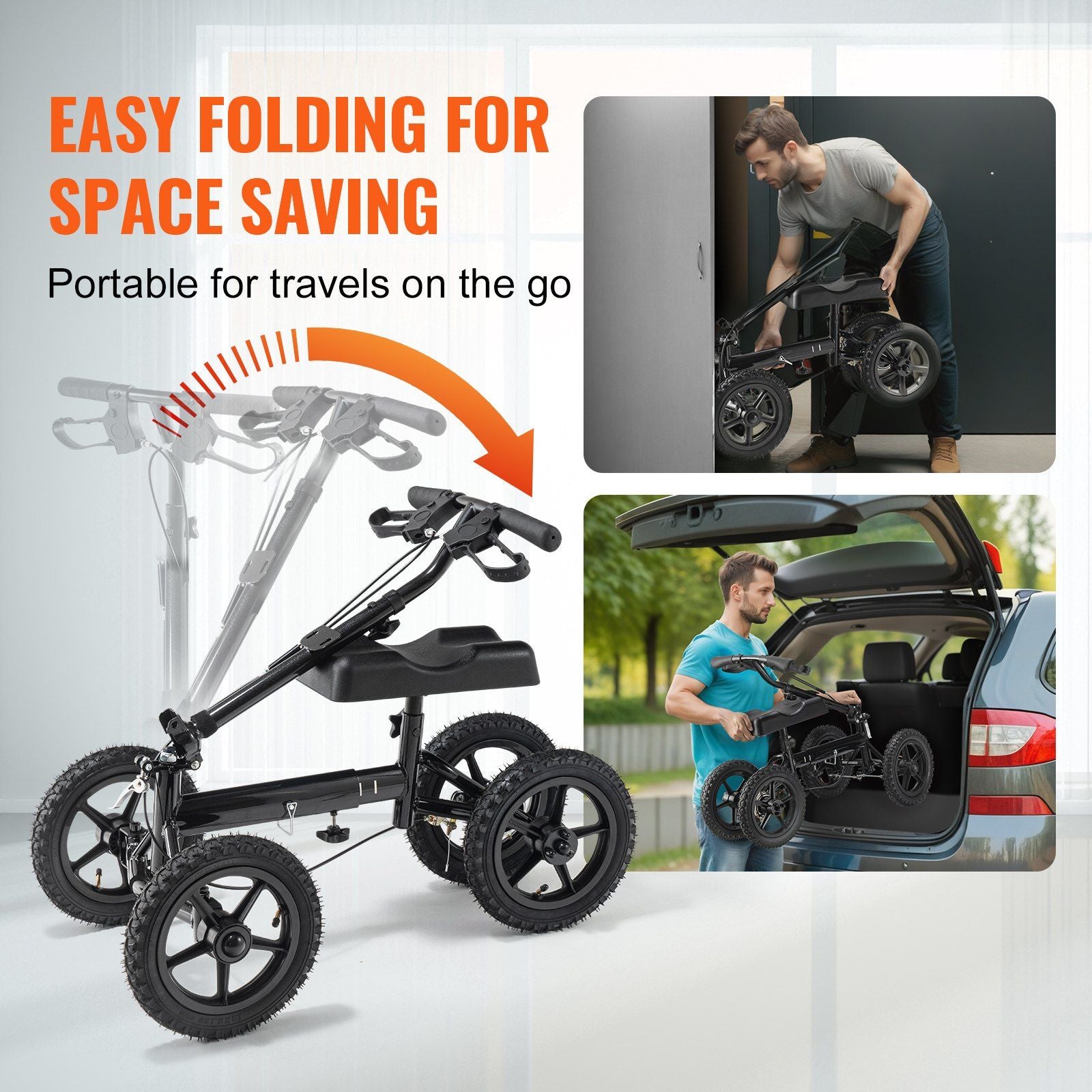 Aluminum Steerable Folding Knee Walker