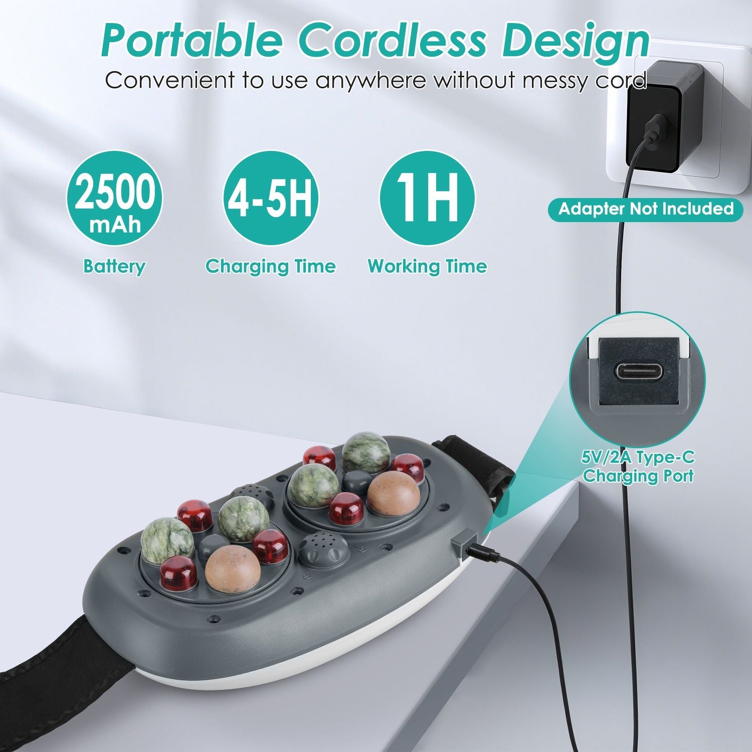 Red Light Heating Abdominal Massager with Real Bian Stone