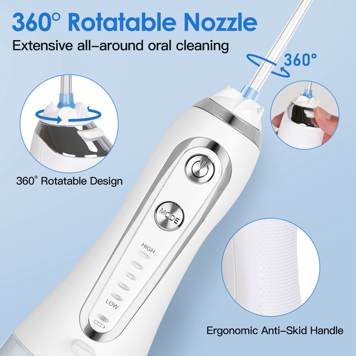 Cordless Rechargeable Dental Oral Irrigator IPX7